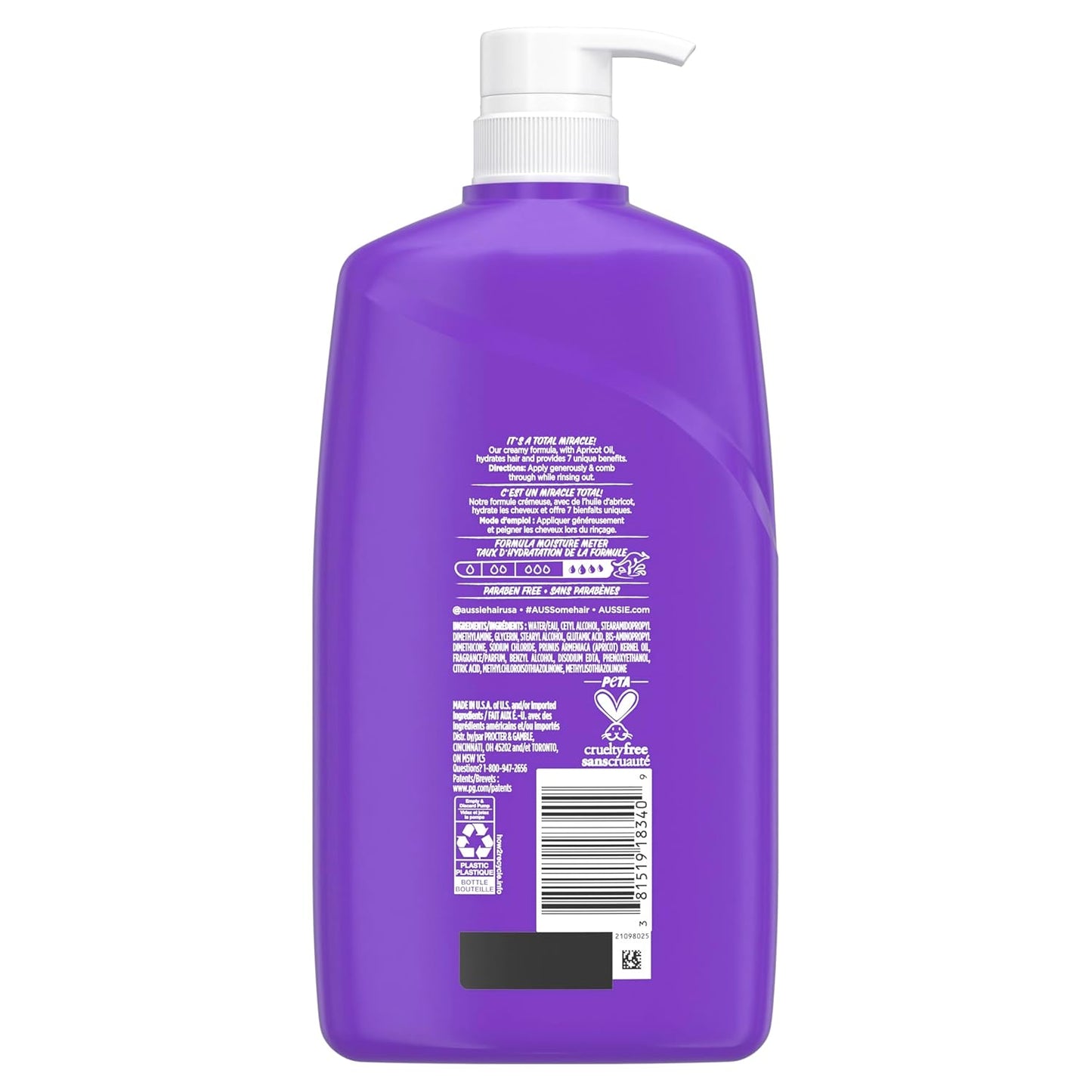 Aussie Total Miracle Hair Care Bundle: Shampoo, Conditioner, and 3 Minute Deep Treatment with Apricot & Macadamia Oil, Paraben-Free for Damaged Hair, 26.2 & 8 Fl Oz