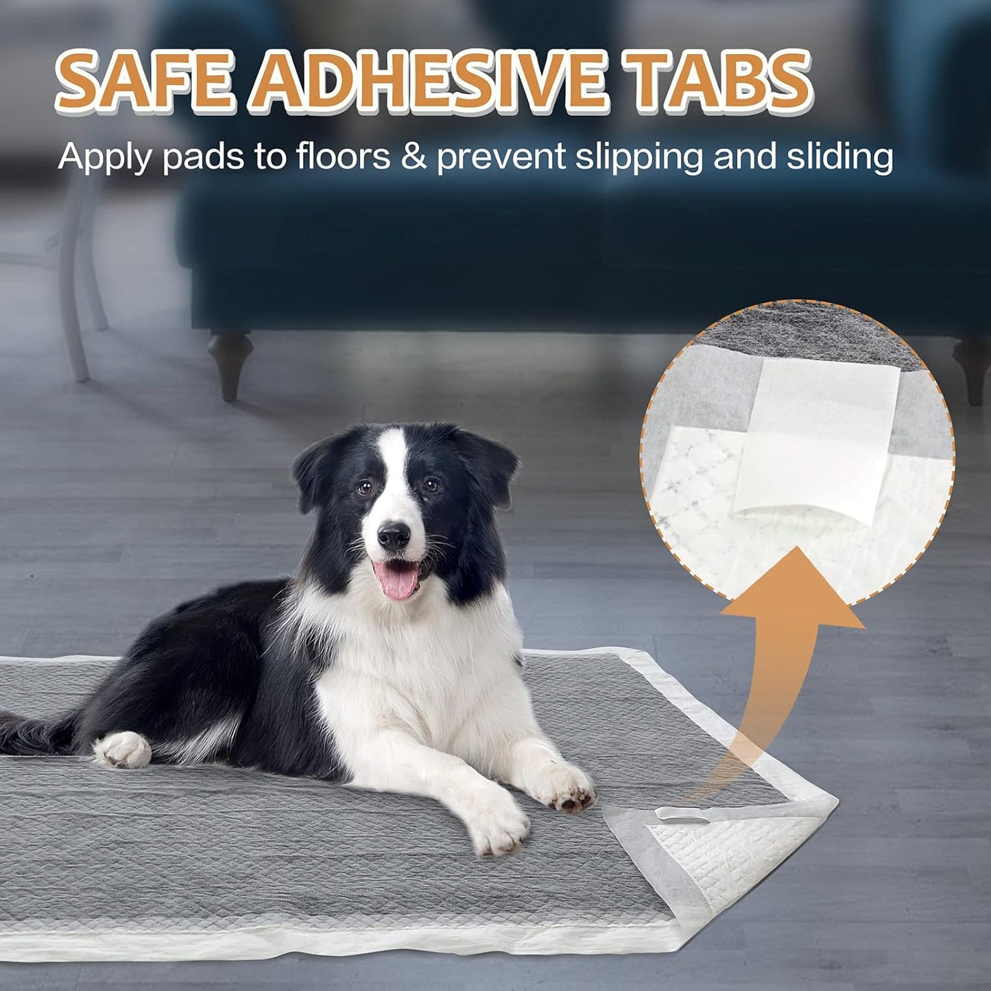 Charcoal Puppy Pads with Adhesive Tape, Dog Pee Pads Extra Large 28" x 34" - 30 Count, Potty Pads for Dogs for Odor-Control & Leakproof, Disposable Pet Pads for Puppies, Dogs & Cats, Black
