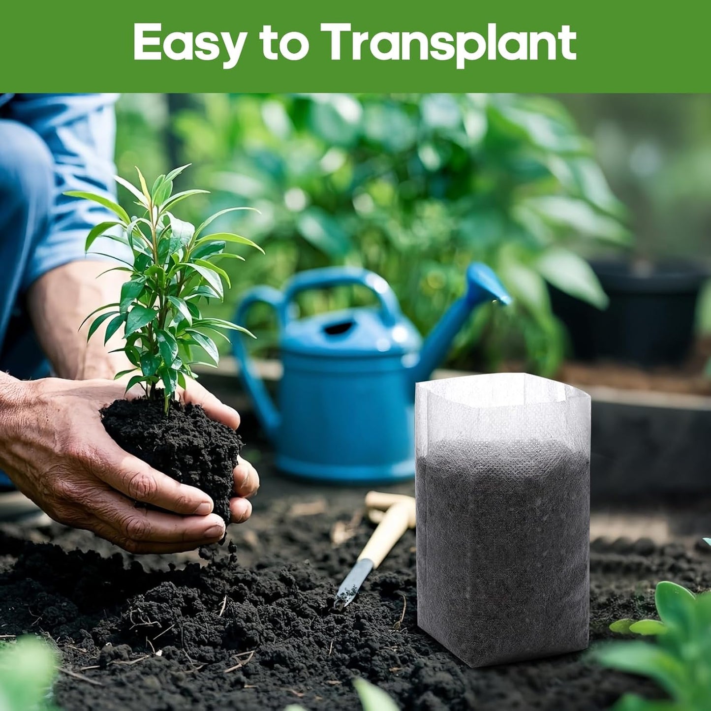 Plant Grow Bags 5.5"x6.3"200pcs Biodegradable Planting Bags Seed Starter Pots Non-Woven Seedling Nursery Pots Home Garden Supply for Vegetable Flower Fruit Tree