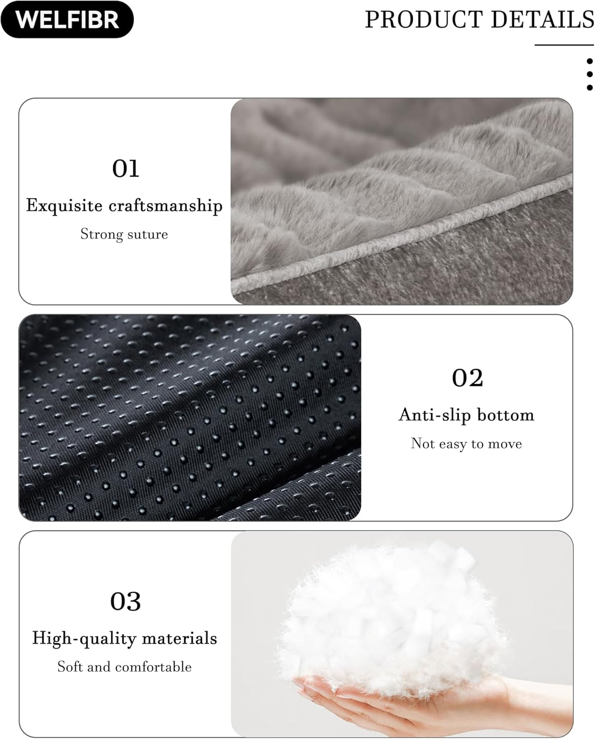 48“ Dog Bed with Shredded Foam Filling, Calming Pet Sofa with Removable Washable Cover, Soft Faux Fur Bolster Couch for Dogs, Anti-Slip Bottom