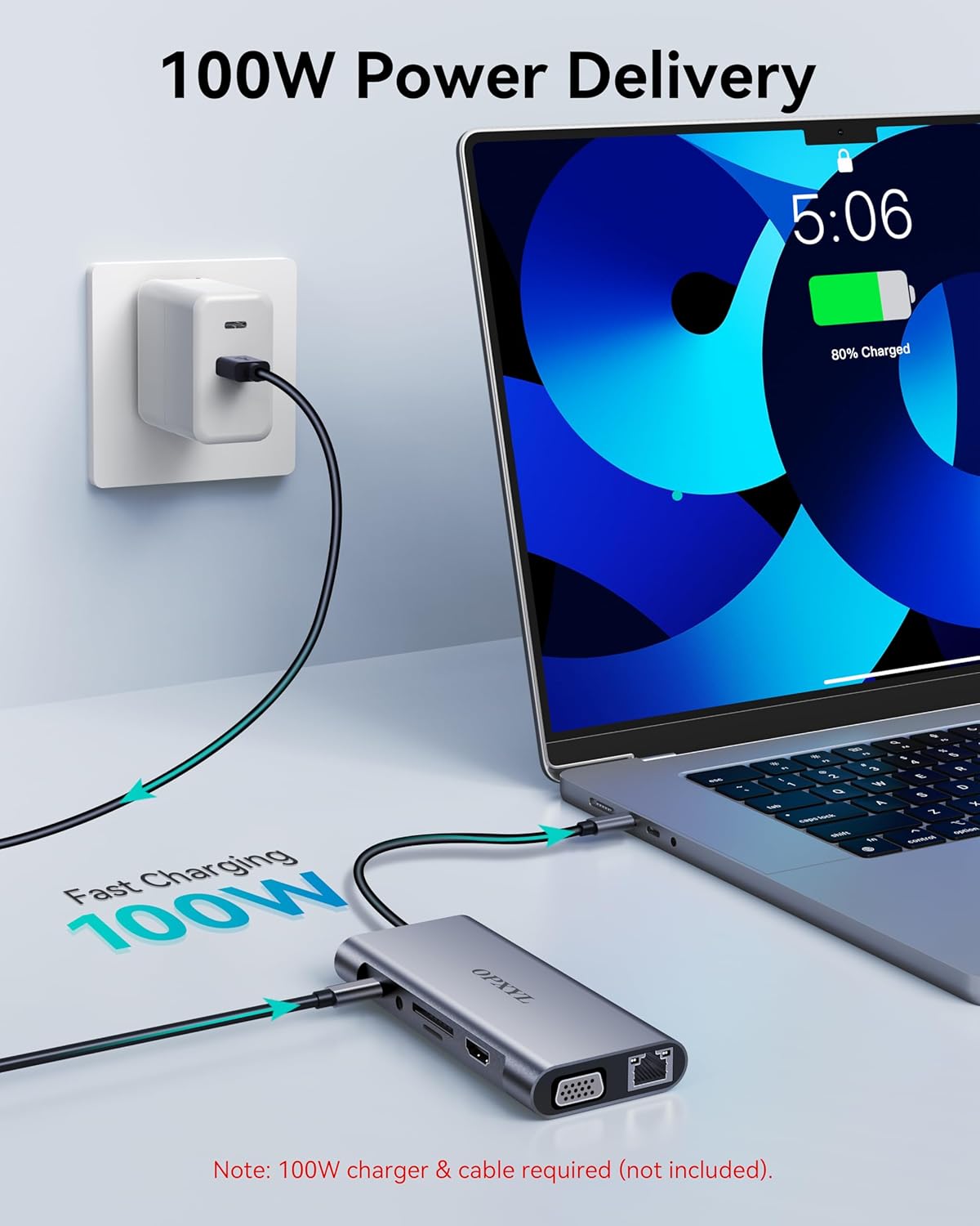 11-in-1 USB C Hub Multiport Adapter, USB C Docking Station with 4K HDMI, VGA 1080P, 100W PD, Ethernet, SD/TF, Audio, USB 3.0 Port, Laptop Dock for MacBook Pro/Air, iPad, Windows