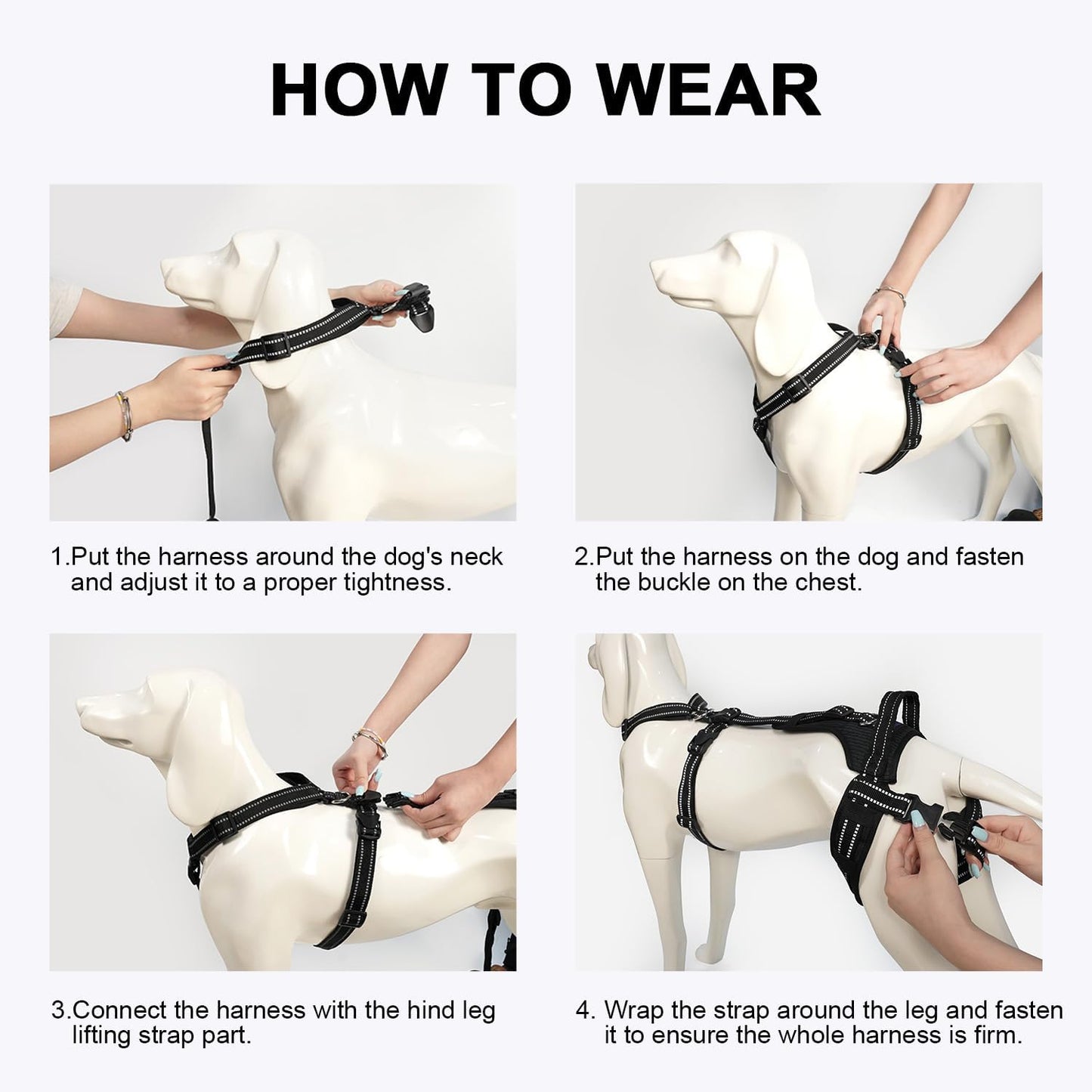 COODEO Professional Dog Sling for Hind Leg Support - Aid for Post-ACL/TPLO Surgery & Senior Dogs, Secure,Breathable & Machine-Washable with Reflective Edging for Safe Walks (Black, L)