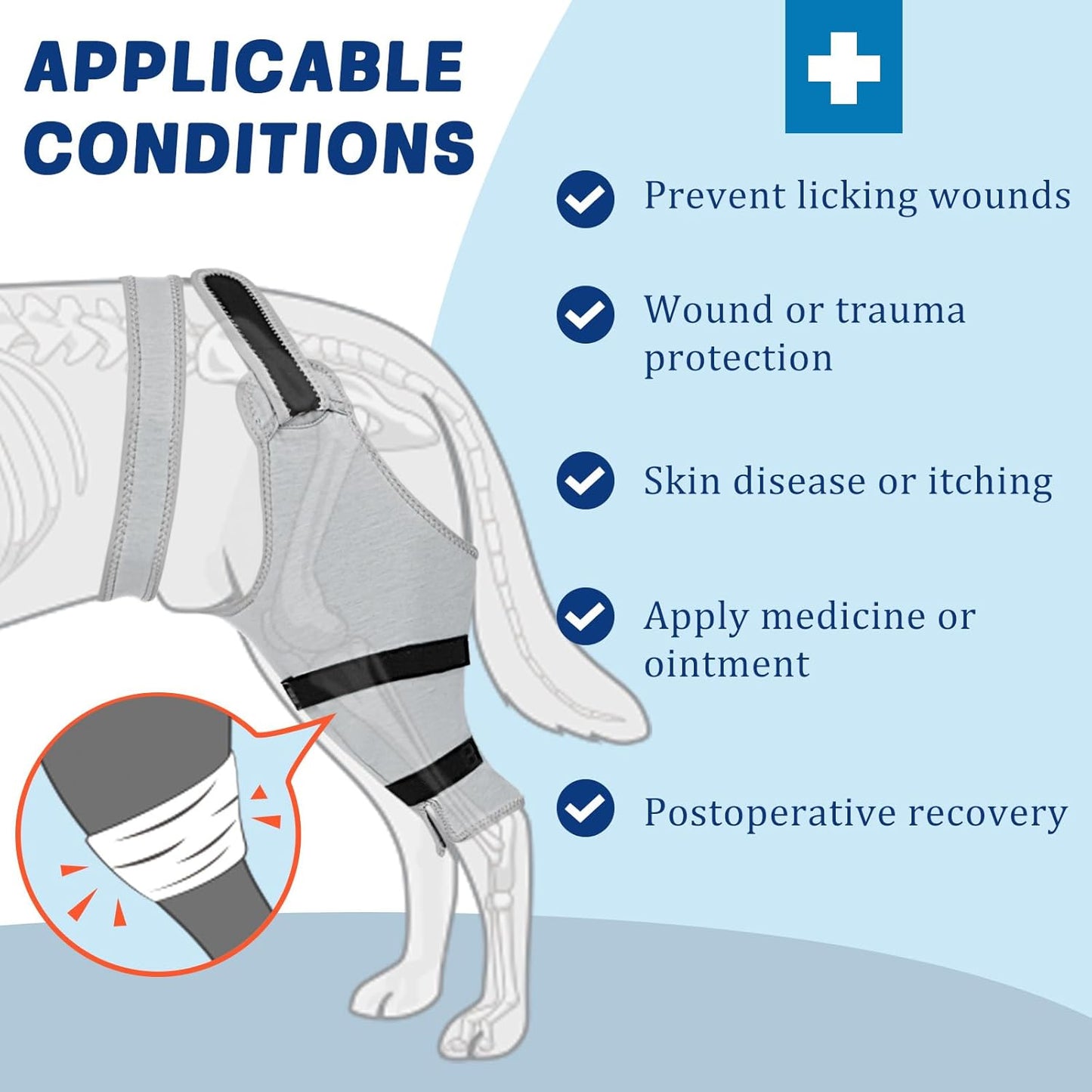 Sleeve for Dog Rear Leg to Stop Licking: Recovery Wrap After TPLO ACL Surgery, for Injured Back Legs, Alternative for Dog Cone for Leg Wounds