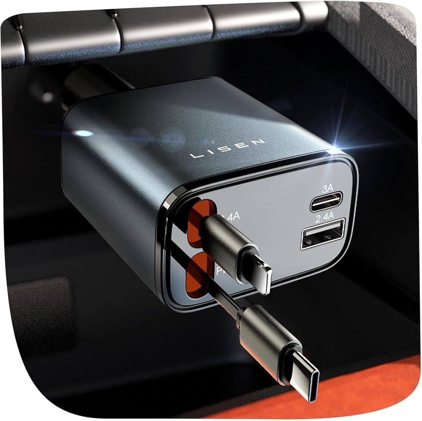 LISEN Retractable Car Charger, Gifts for Him Her, Car Adapter USB C Fast Charger, gifts for Mothers Day Travel Essentials kits Car Accessories for Men Women Gifts for iPhone 17 16 15 14 13 Samsung S26
