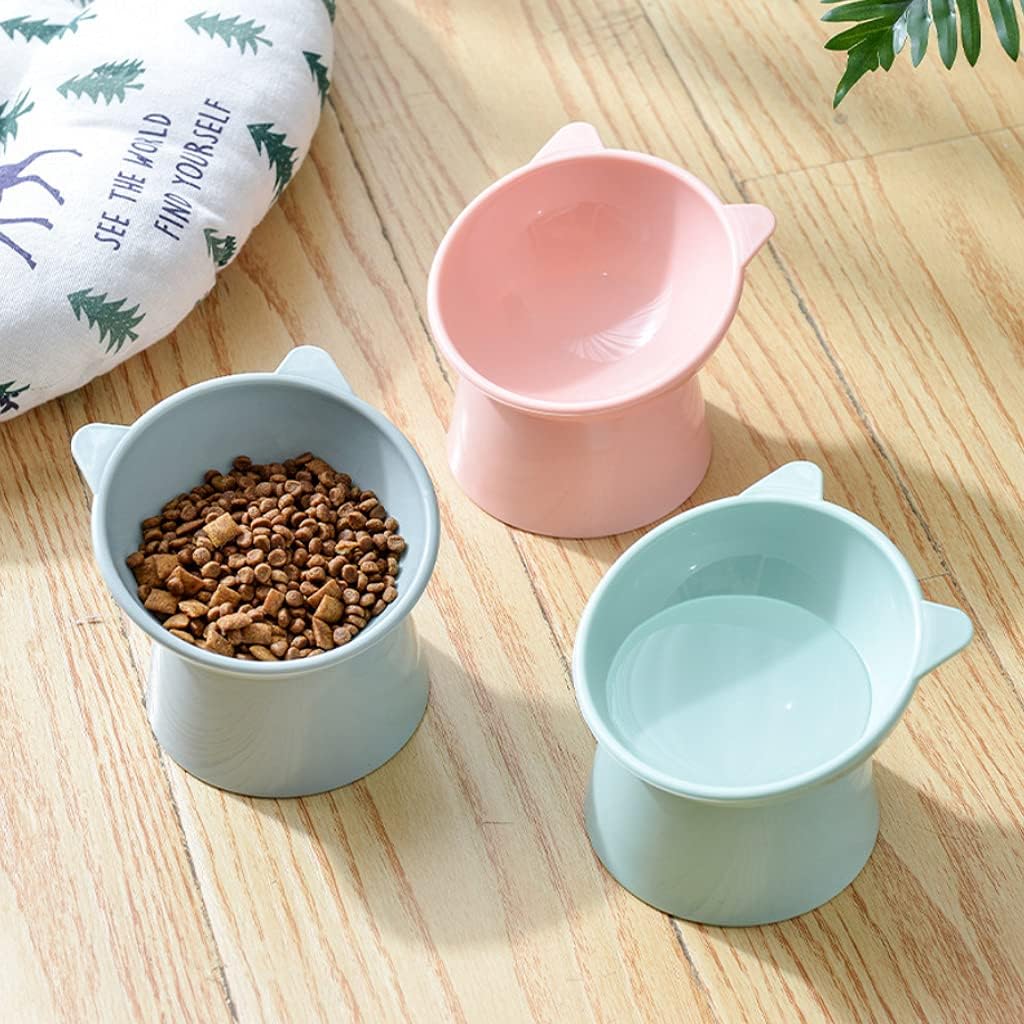 Dog Bowl Raised Cats Food Water Bowls with Elevated Stand Pet Feeding Bowl No-Spill 45° Slanted Pet Dish Blue Green