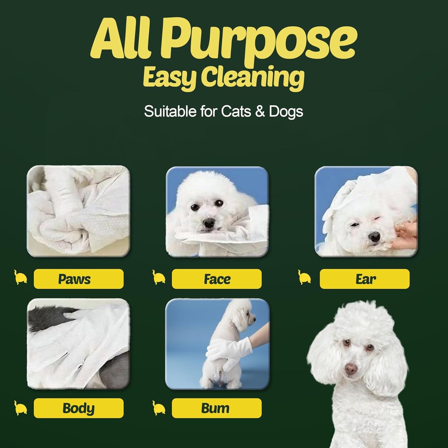 Pet Wipes for Dogs and Cats – Hypoallergenic Dog Wipes for Cleaning & Deodorizing Paws and Butt, Grooming & Hydrating Body, Ears and Face, Lavender Scent, 400 Pack