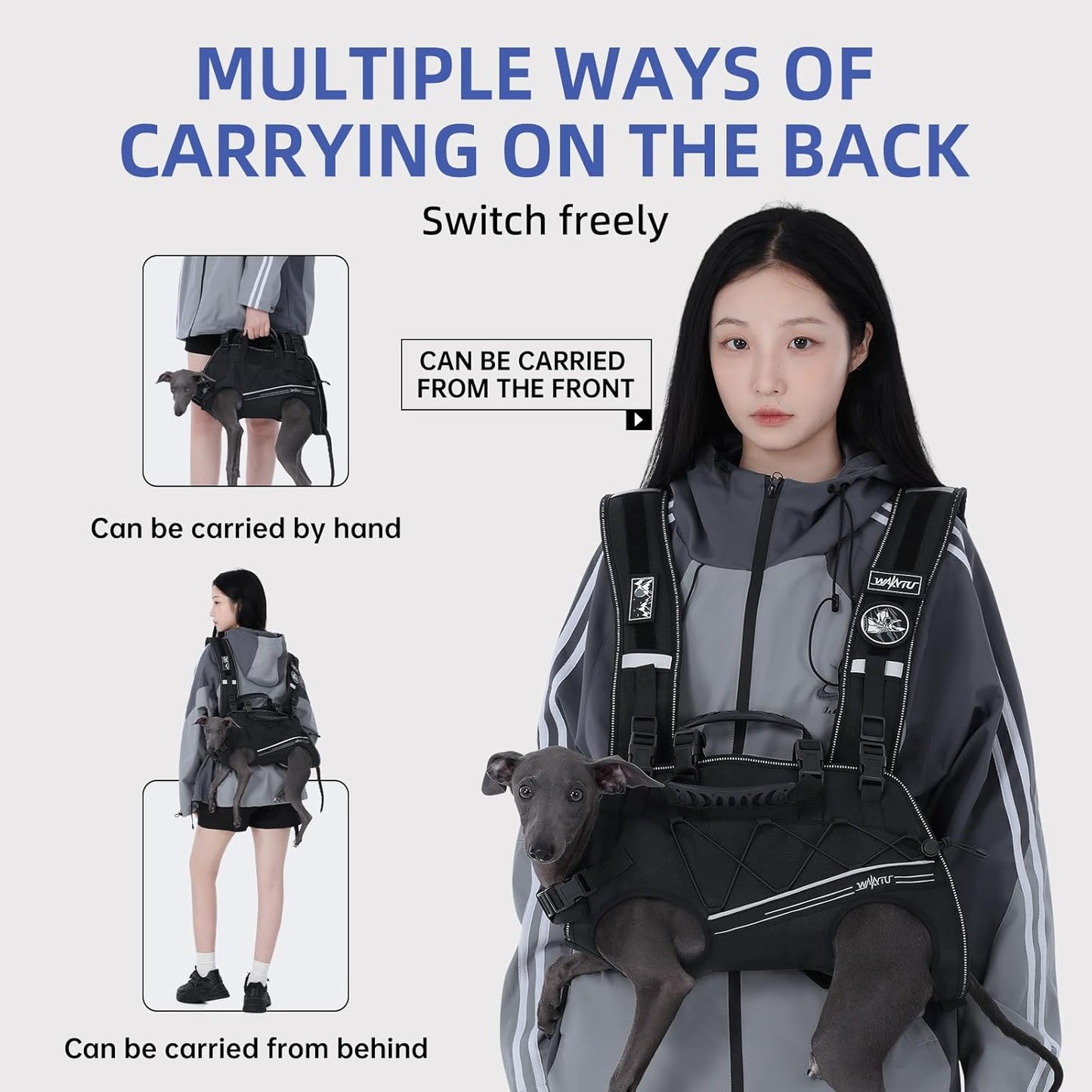 Dog Lift Harness for Small Dogs,Dog Backpack Carrier,Adjustable Padded Breathable Straps for Dogs, Disabled, Joint Injuries, Arthritis,M(8.5-17.5LBS)