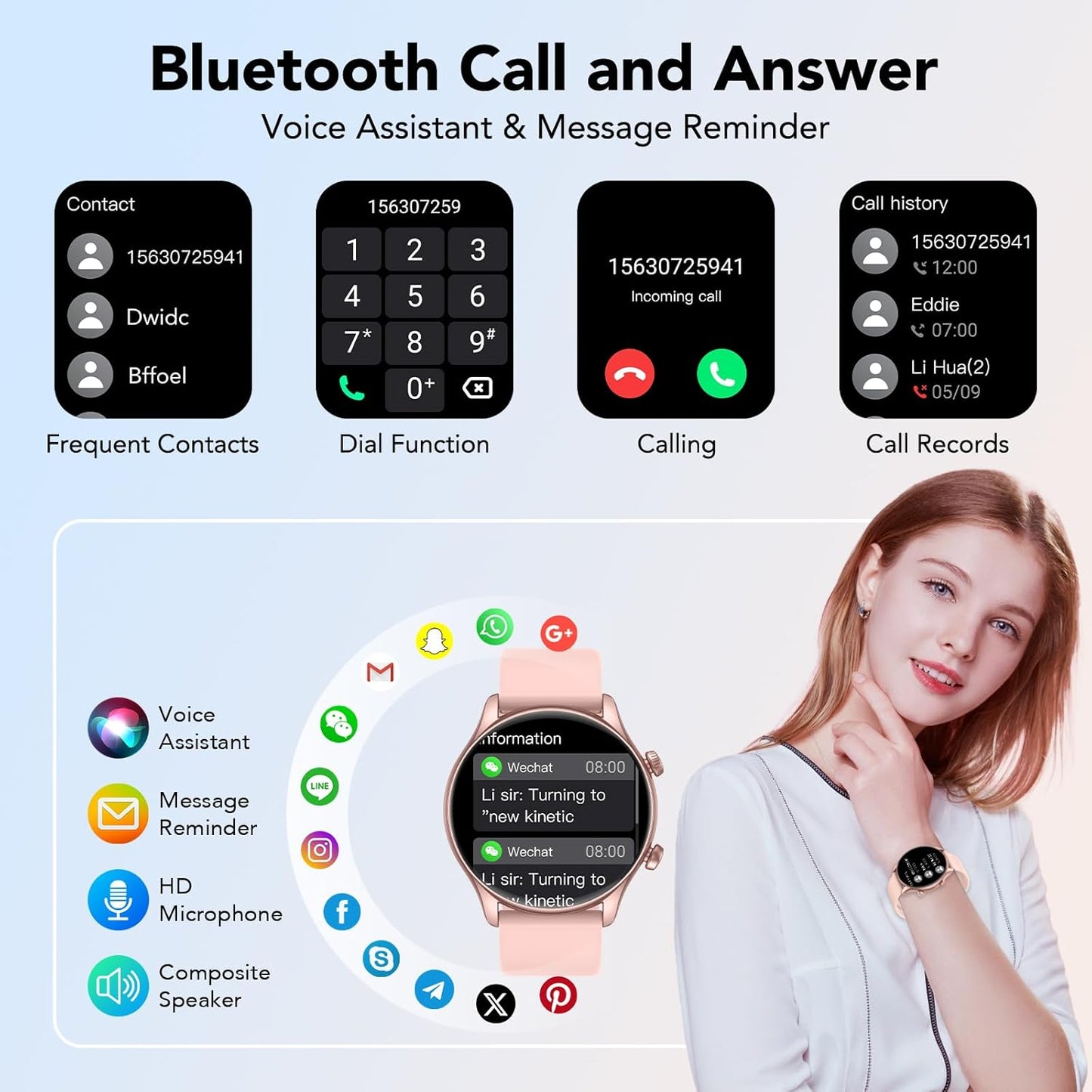 Smart Watch, 1.39" Smartwatch for Women (Answer/Make Call), Fitness Activity Tracker with Heart Rate & Sp02 Monitor, 100+ Sport Modes, IP68 Waterproof Fitness Watch for Android iOS (Rose Gold)