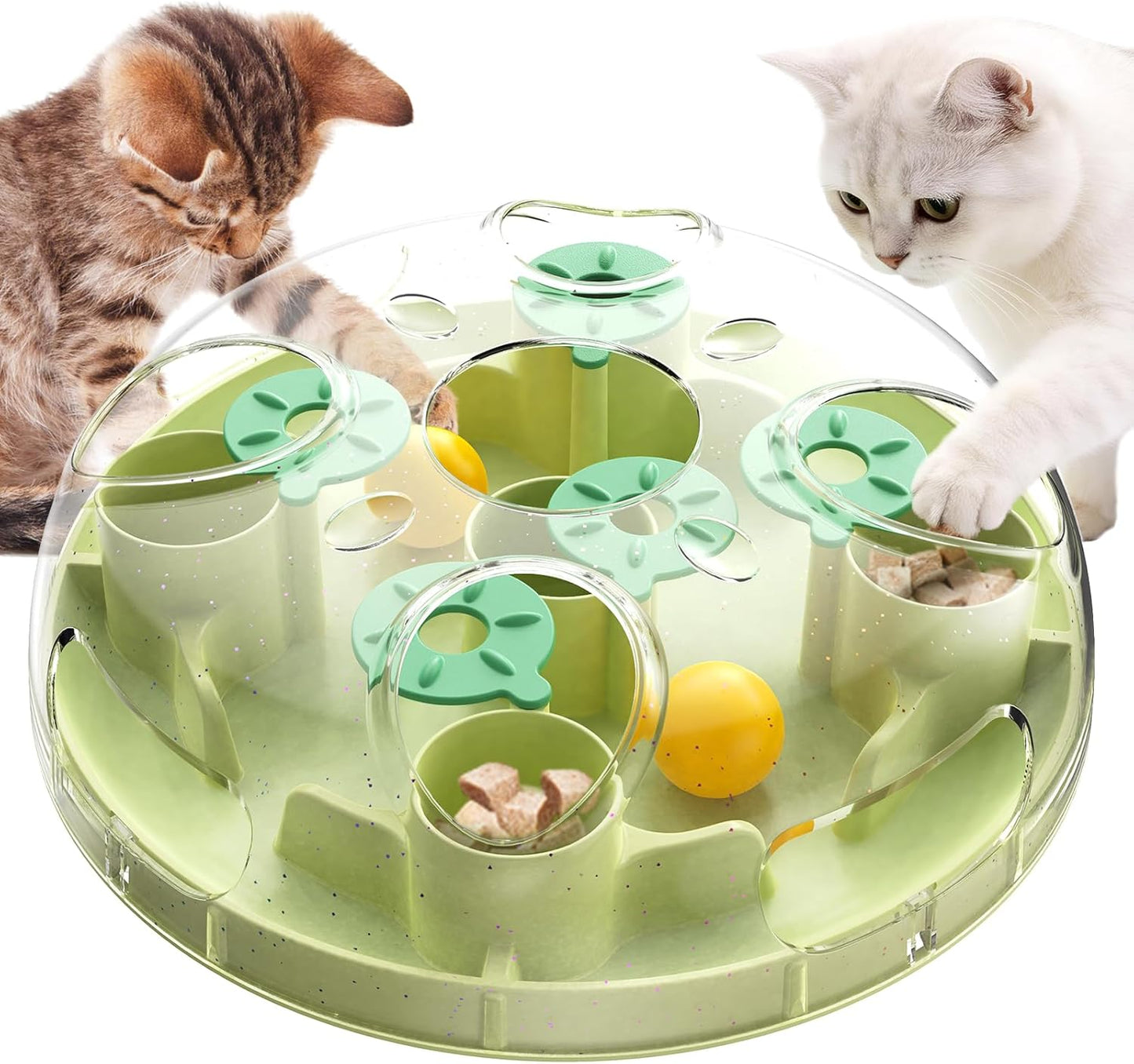 KADTC 2 Ways to Play - Large Size Cat Treat Puzzle Toy U.S. Brand & Design Foraging Balls for Indoor Cats Puzzles Feeder Kitten Stimulating Enrichment Slow Feeding Toys Interactive Brain-Teasing Game