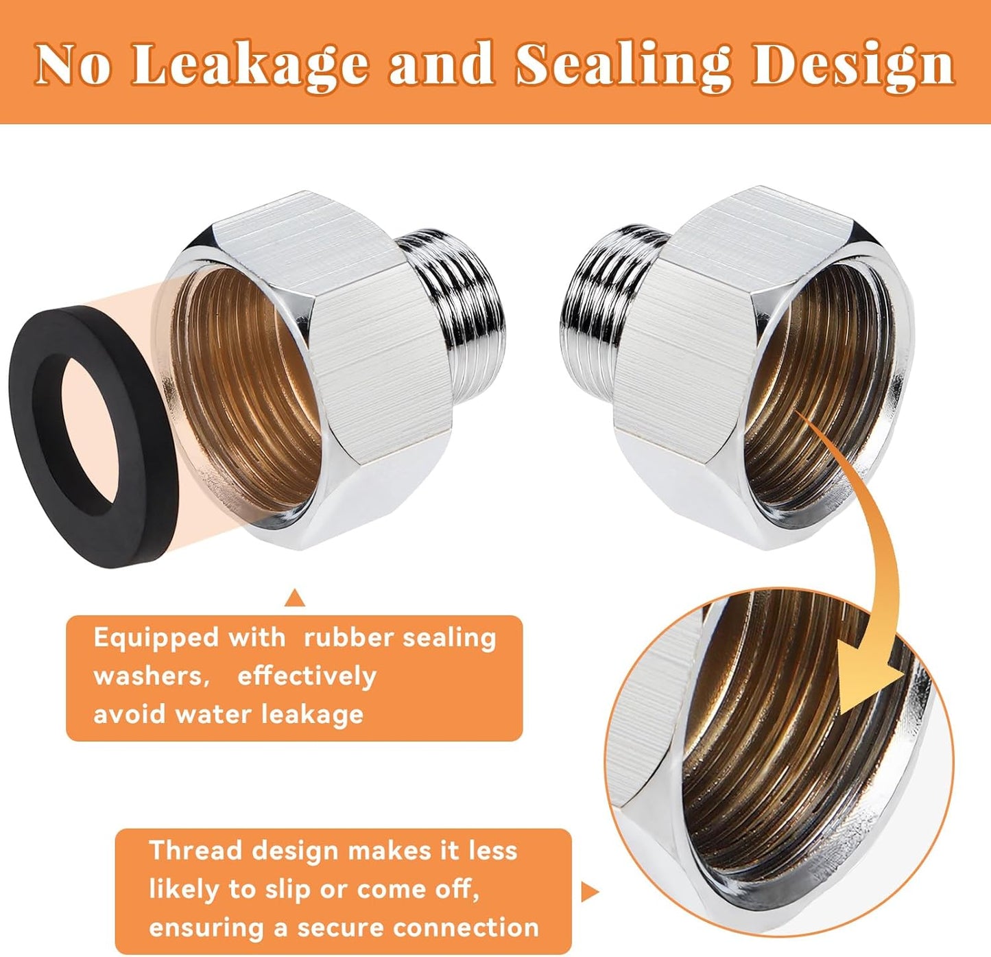 Water Line Adapter, 2 Pcs 1/2" Female to 3/8" Male Brass Reducer Adapters, Compression Pipe Fittings with Rubber Washers for Kitchen Bathroom Water Heater Supply Hose