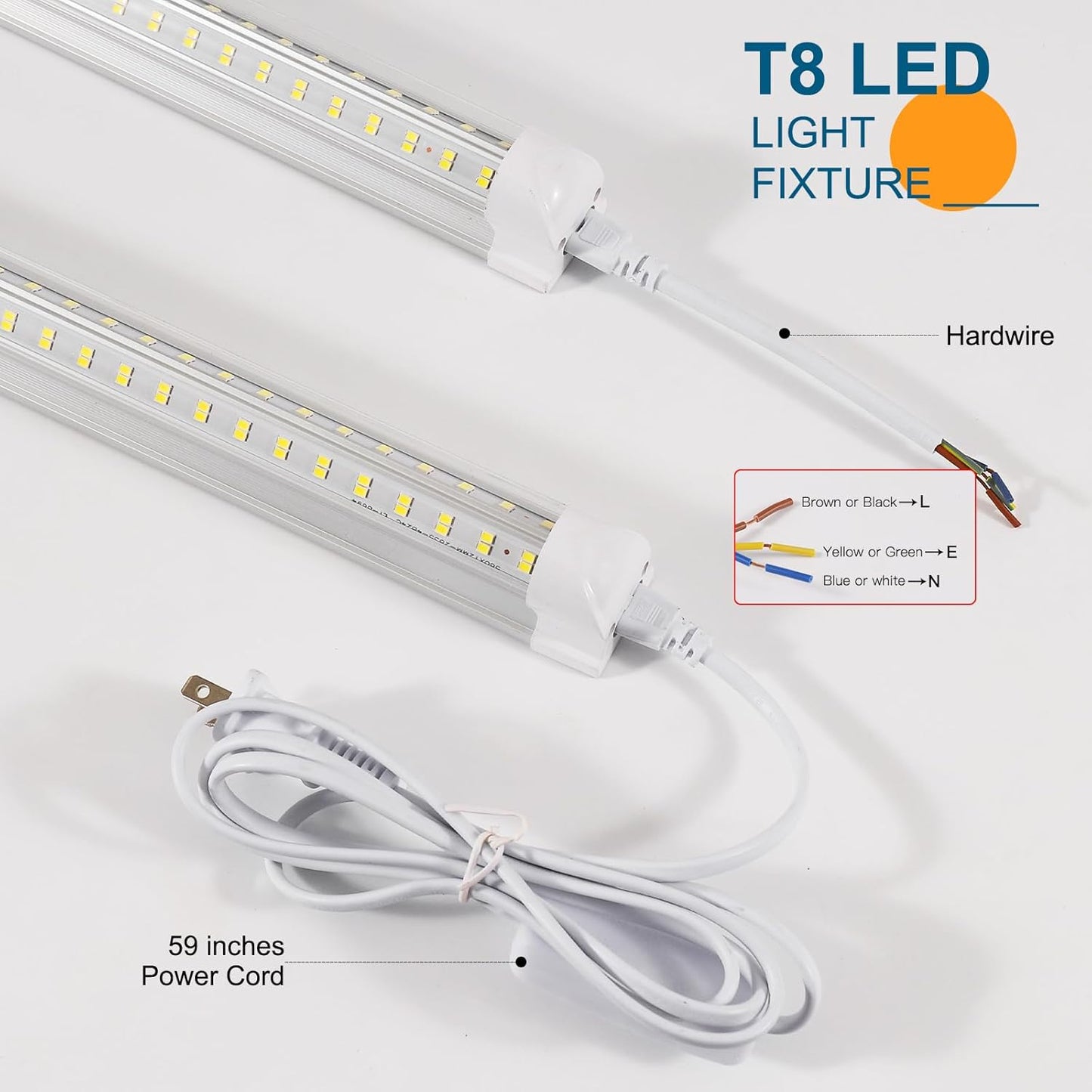LED Shop Lights,4FT Led Light 6500k Daylight 50W 7000LM.4 Foot Shop Lighting Clear Cover Integrated V-Shape,Led Garage Lights for Workshop 4ft,Warehouse Commercial Bay Lighting(2-Pack)
