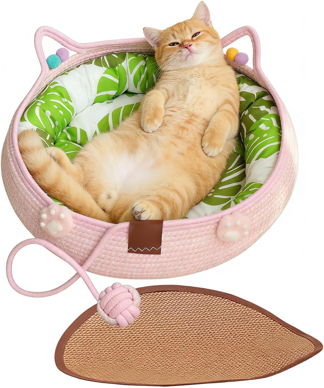 Genérico Cat Bed with Pillow Cushion Washable Non-Slip | Comfortable Bed Type for Indoor – for Puppies, Interaction, Home, Living Room, Balcony