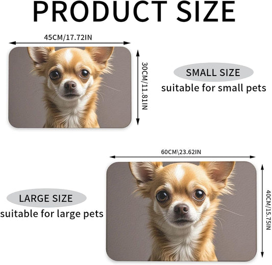 Pet Feeding Mat Leather Dog Food Mat Waterproof Pet Tablecloth Cute Chihuahua Pet Placemat for Dogs Absorbent Dog Bowl Mat Anti-Slip Dogs Mats for Food and Water