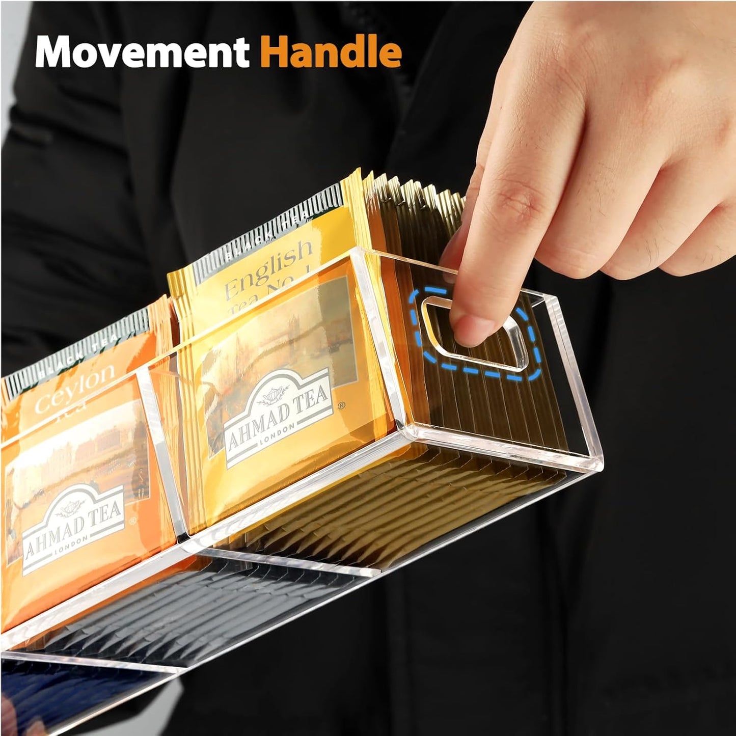 Tea Bag Organizer, Small Clear Tea Bag Holder for Drawer Kitchen Cabinets Pantry Countertops Organizers Storage, BPA-Free Acrylic Coffee Pods, Sugar Packets,Plastic Teabag Bins Home Organizer