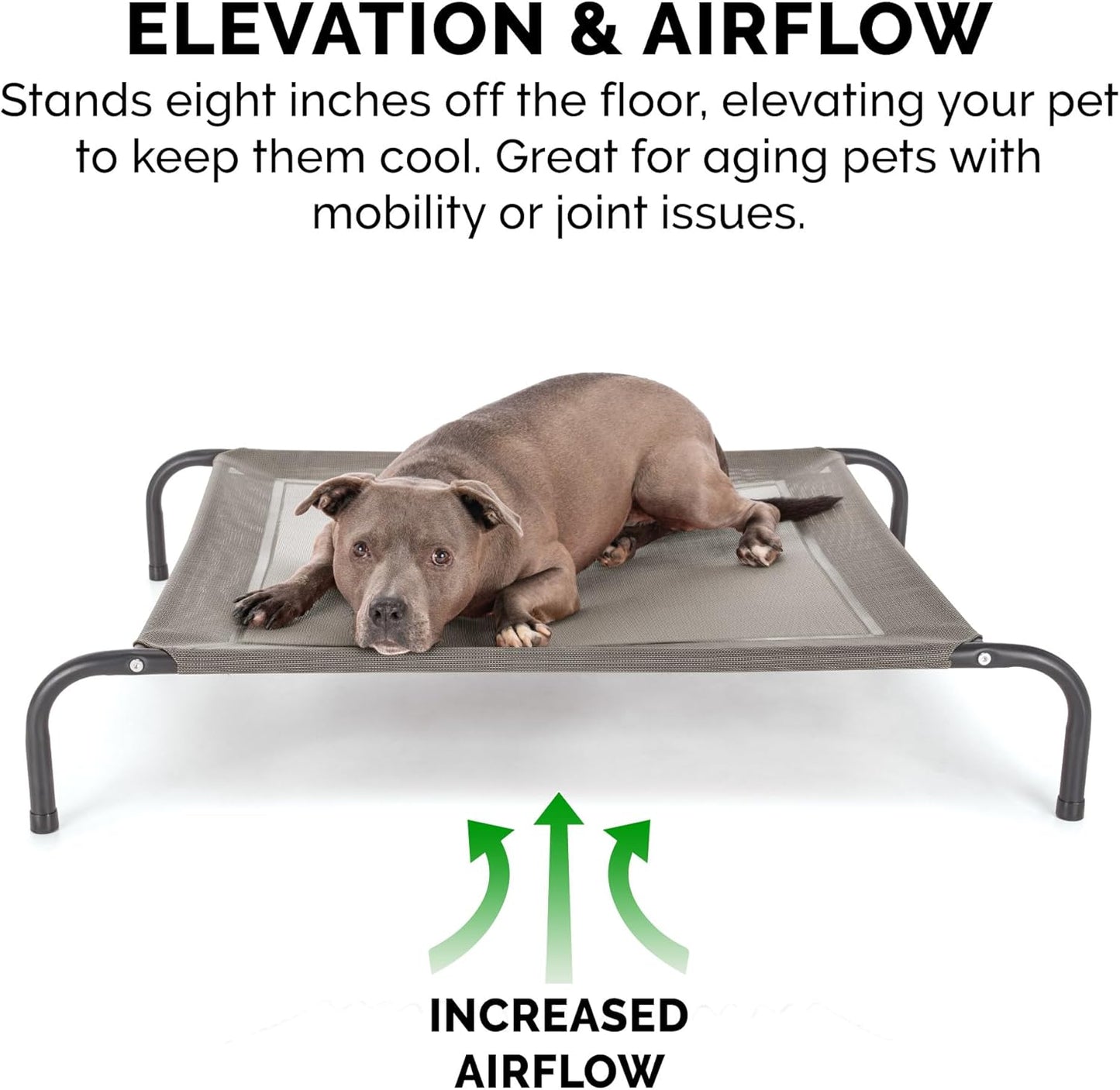 FurHaven Elevated Pet Cots - Cooling & Breathable Nylon Mesh Hammock for Large Dogs/Easy-to-Assemble / / Durable and Reinforced/Perfect for Rest & Relaxation Outdoors - Graphite Gray, Large