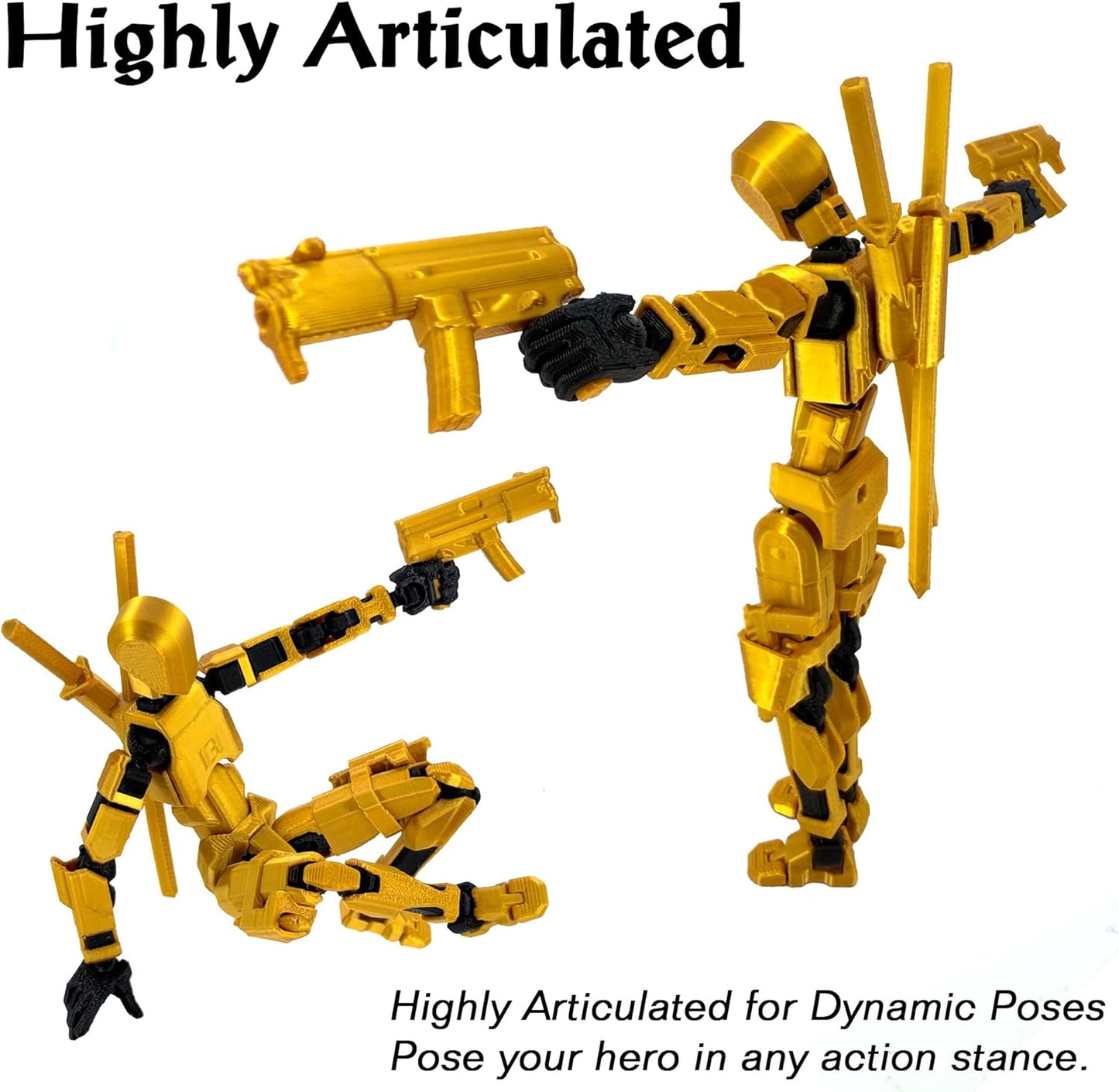 Gatling Gun T13 Titan 13 Action Figure Set【Assembled】, Robot Action Figure 3D Printed robo 13 Action Fidget Toys Dummy Figure Articulated, Lucky 13 for Collectors Desktop Decorations (Silver-Black)
