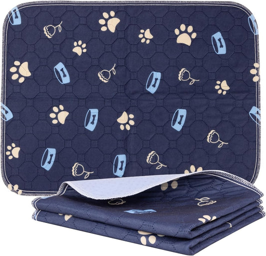Washable Dog Pee Pads - Reusable, Ultra Absorbent & Leak-Proof Puppy Training Pads with Non-Slip Backing for Sofa, Playpens & Indoor Potty Training Blue ((18*24 Inch (Pack of 2)))