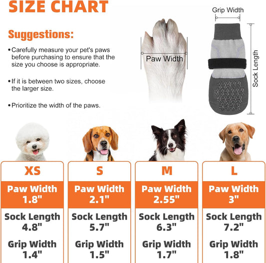Dog Socks to Prevent Licking Paws,Grippy Socks for Senior Dog,Winter Dog Booties for Small Medium Large Dogs Paw Protector with Grips for Hardwood Floor,Non Slip Socks for Hot/Cold Pavement