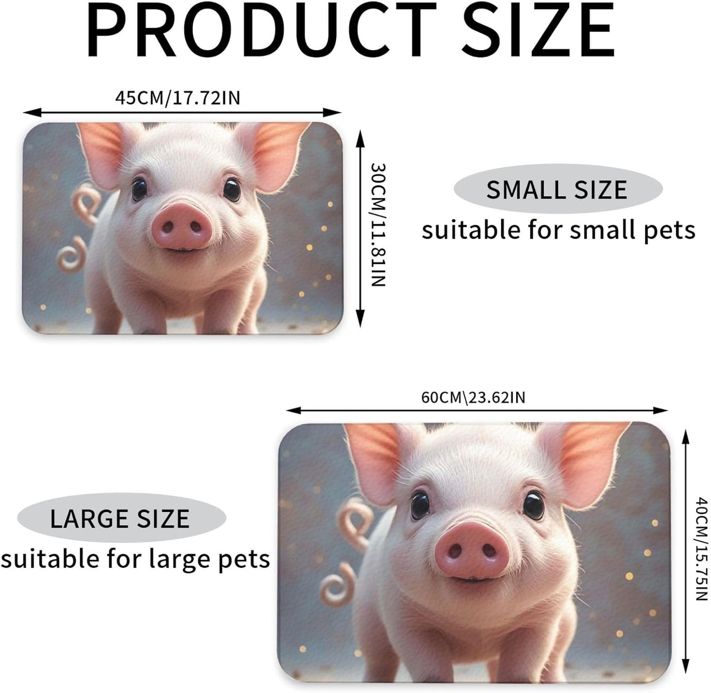 Pet Feeding Mat Leather Dog Food Mat Waterproof Pet Tablecloth Cute Pig Pet Placemat for Dogs Absorbent Dog Bowl Mat Anti-Slip Dogs Mats for Food and Water