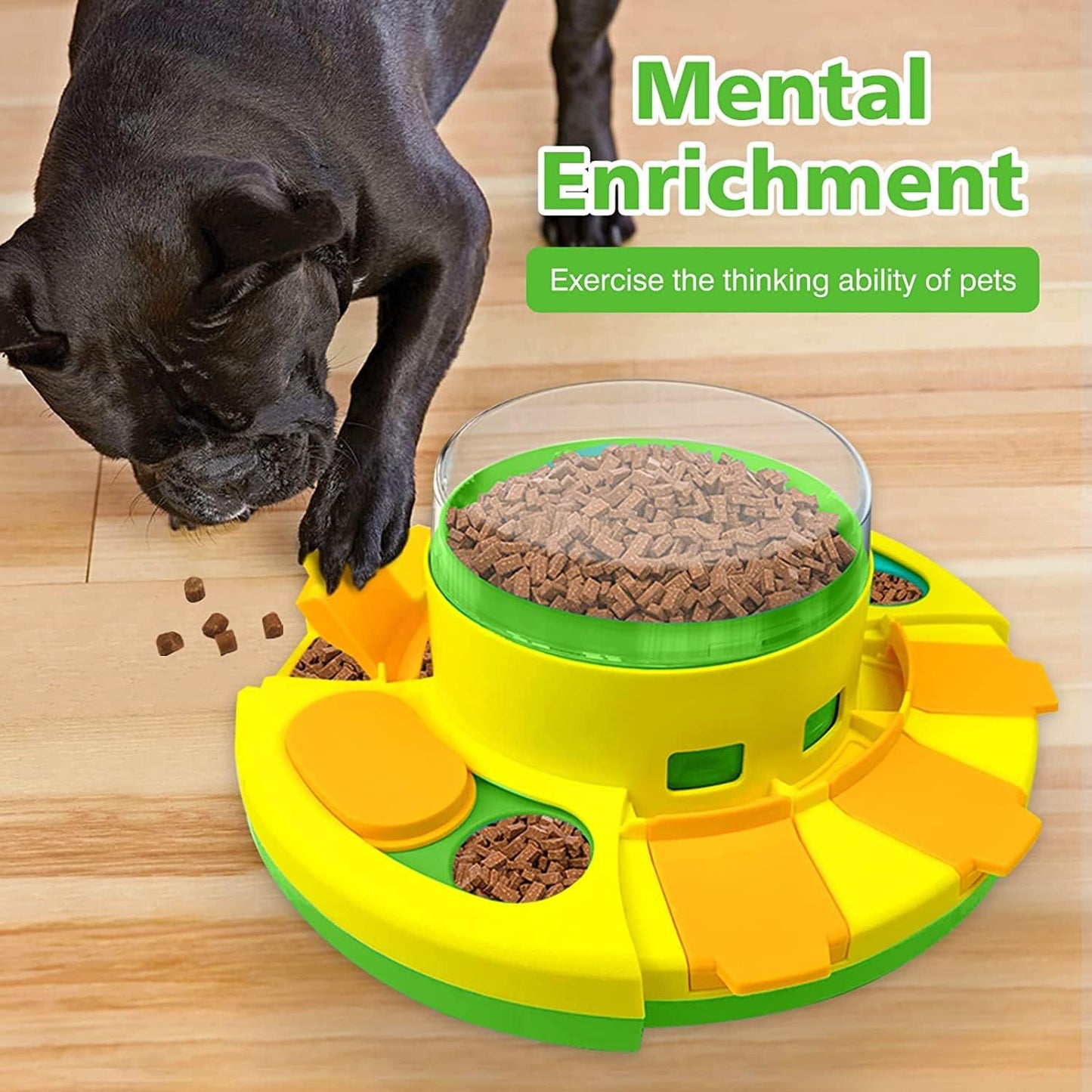 Dog Puzzle Feeder Toy - Green Slow Feeding Dog Puzzle Toys for IQ Training & Mental Enrichment - Food Dispenser for Small Breeds