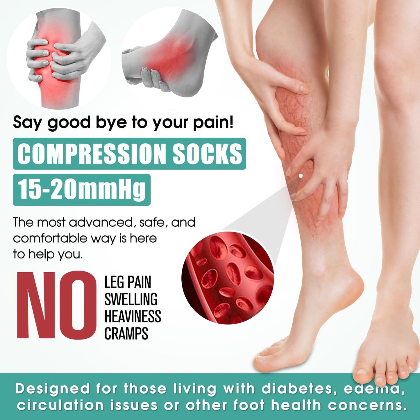 Laite Hebe 3 Pack Compression Sock-Compression Sock For Women and Men Circulation -Best for Running,Athletic Sports