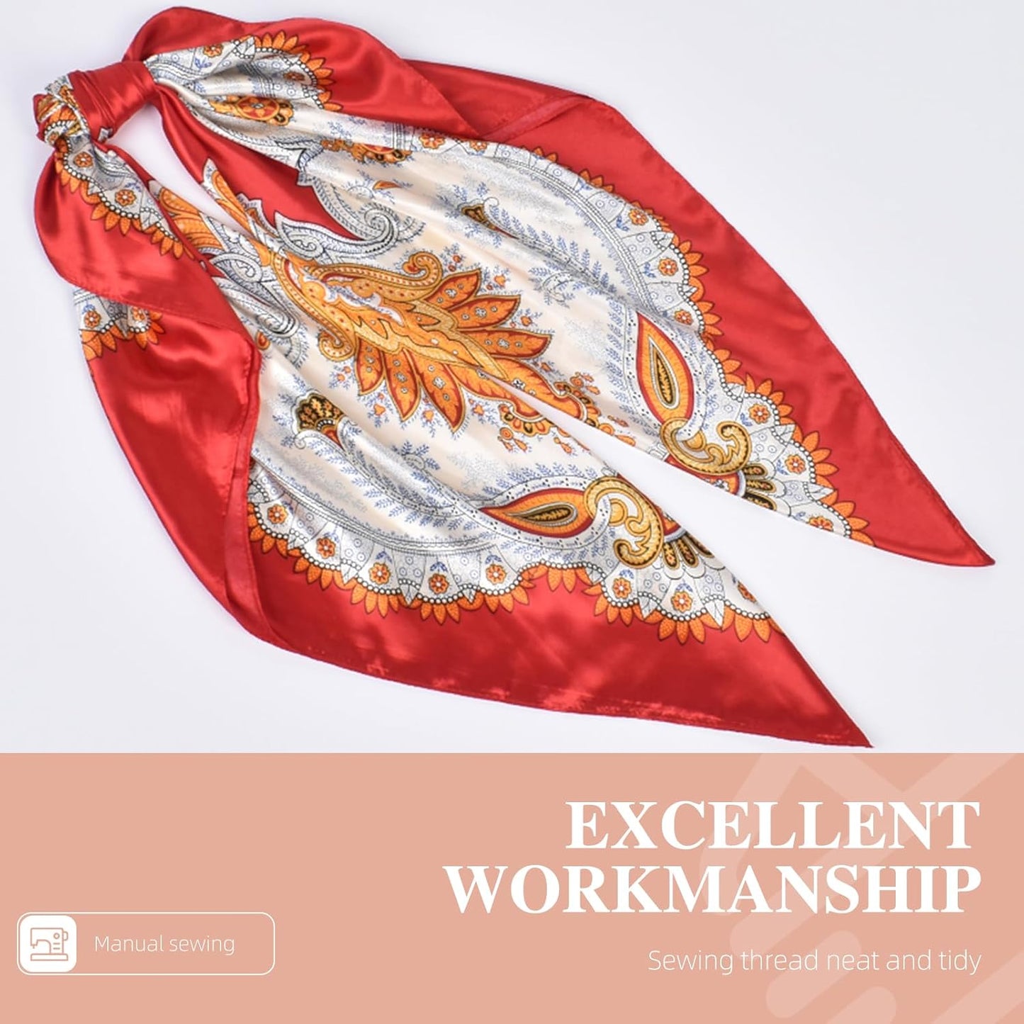 35 x 35 Women's Fashion Pattern Large Square Silk Like Hair Scarf Head Sleeping Wrap Satin Neck Bandana for Gift…