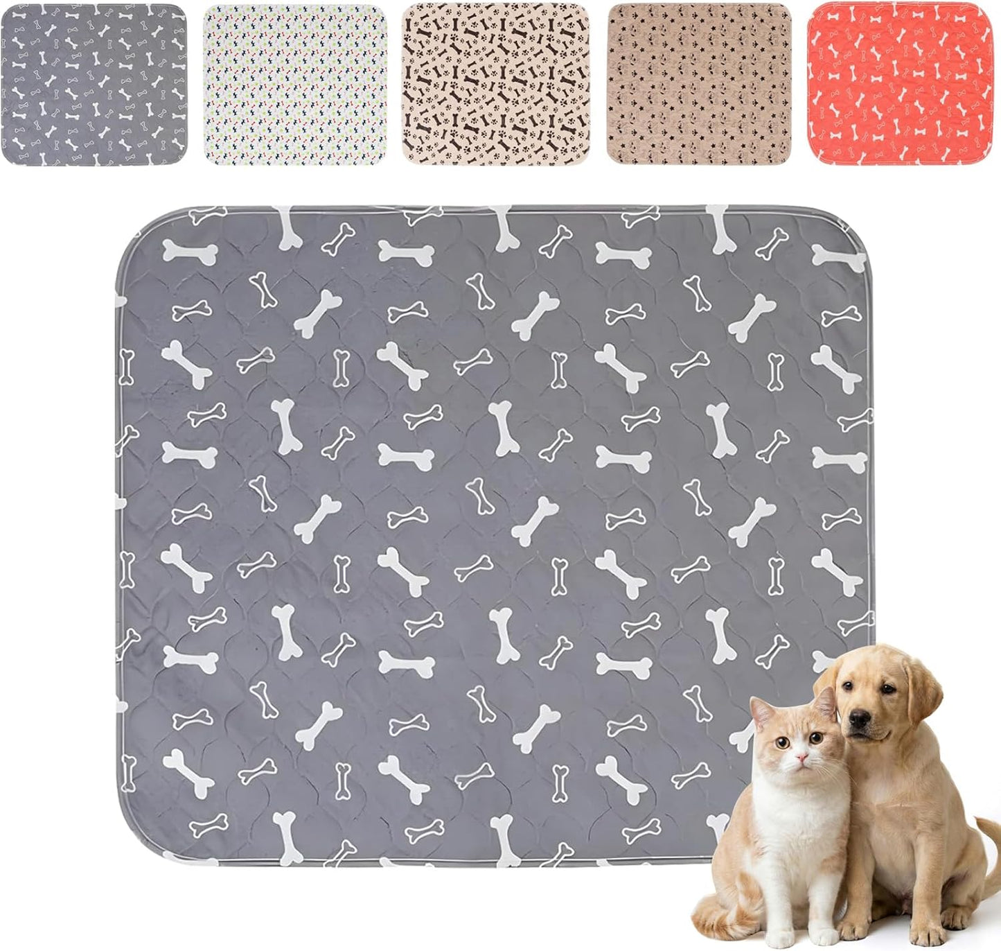 Puppy Pads with Pheromones,Washable Pee Pads for Dogs,Reusable Pee Pads for Dogs,Waterproof and Leak-Proof,Non-Slip Base Training Pads Suitable for Home,Travel and Dog Crates(Gray,M)