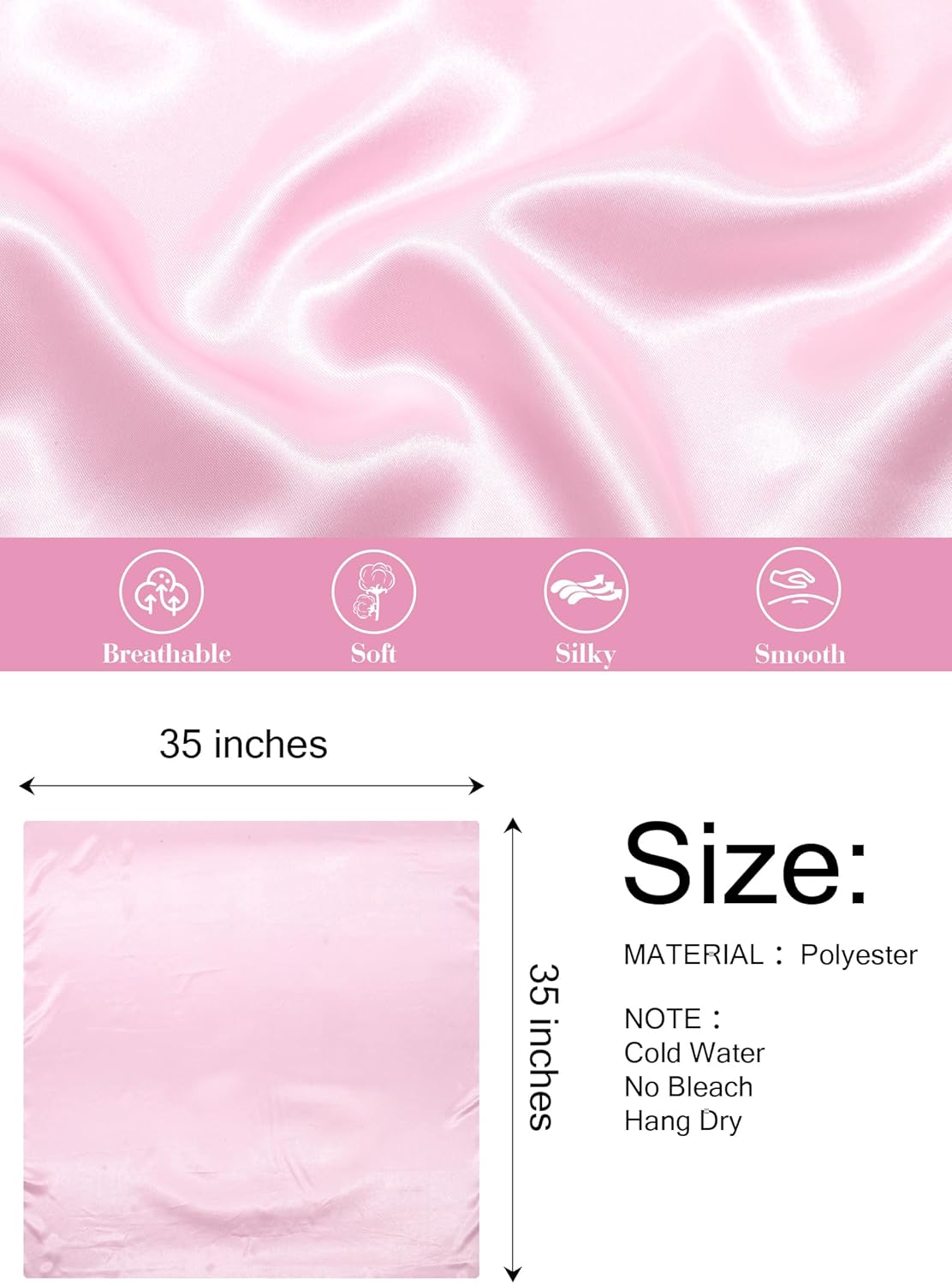 CHLINS 35” Large Head Scarf for Women Satin Head Scarf 2Pcs Square Silk Like Hair Scarf Bandanas Hair Wrapping Neck Scarf