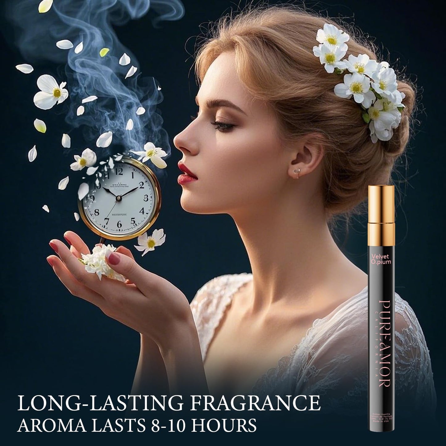 PUREAMOR Pheromones Perfumes for Women, Amber Vanilla Perfume, Long Lasting Eau De Parfum, Premium Sent Blend Cologne for Men & Women, 0.41 fl.oz Travel Size Perfumes Spray