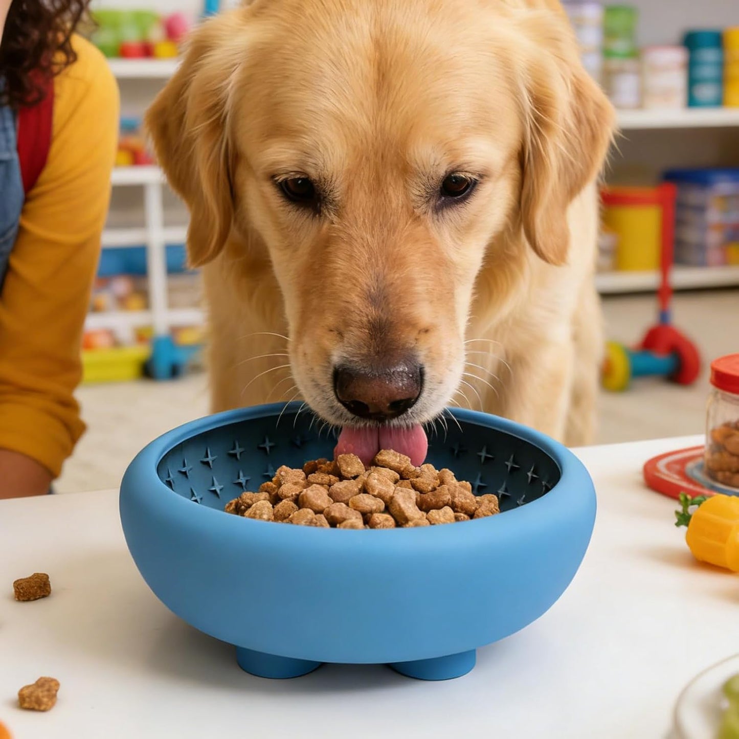 Slow Feeder Bowl - Silicone Cat Dishes, Non-Slip Pet with Strong Suction, Dog Puzzle with Interactive Feeding, Puppy Medium Pet, Drinking Eating for Water Home Camping Outdoor