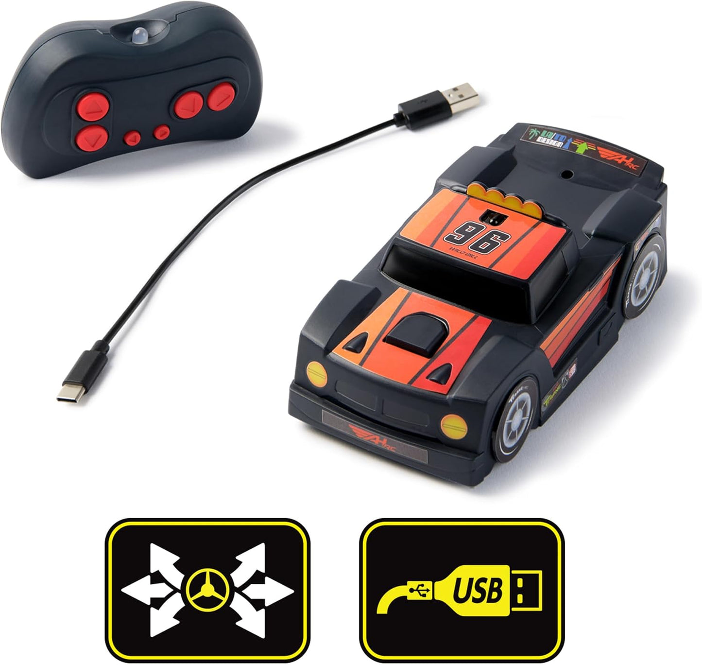 Air Hogs, Zero Gravity Racing Wall Climber, USB-C Rechargeable Wall Racer Truck, Black Indoor RC Car, Over 4-Inches, Kids Toys for Ages 4 and up