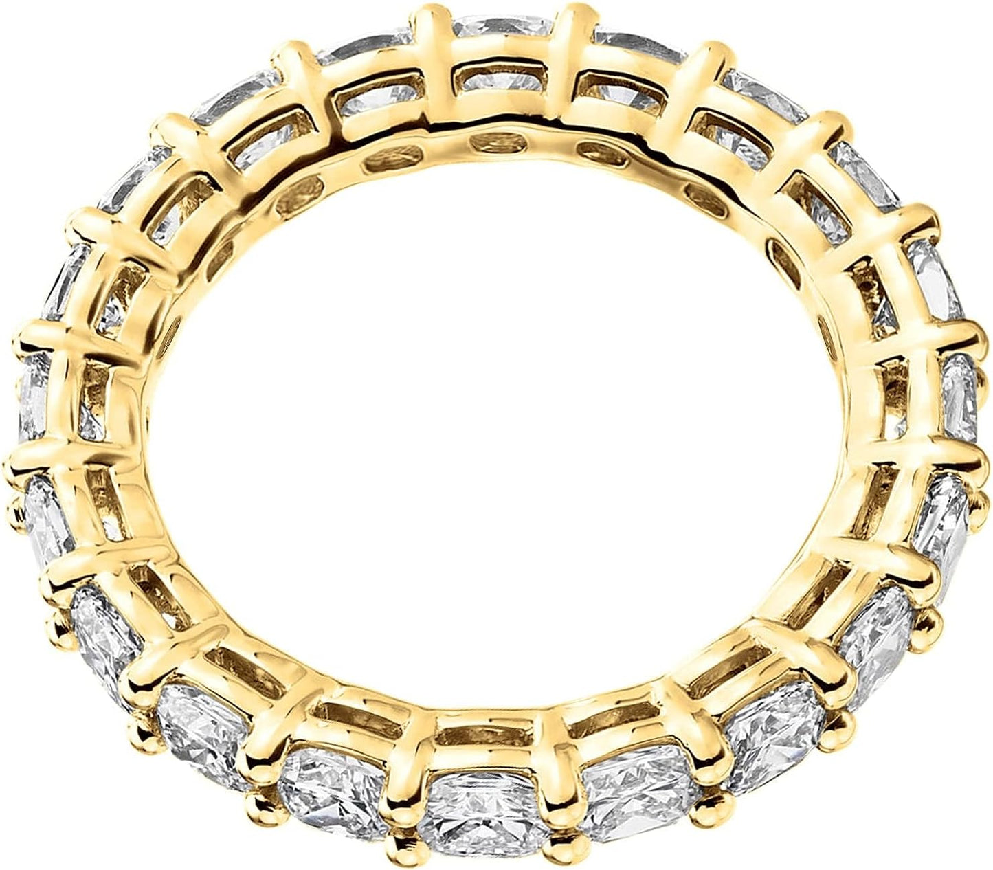 PAVOI 14K Gold Plated Eternity Ring for Women - Square-Cut Cubic Zirconia Rings - Stackable Love Wedding Band
