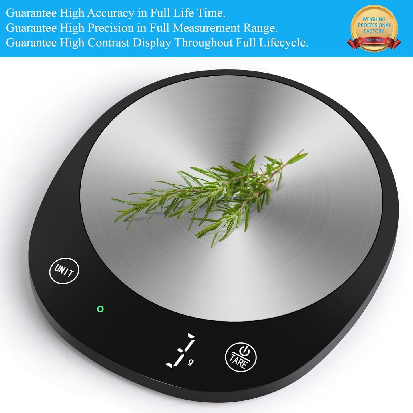 Homebuds 22lb Digital Food Scale Grams and Ounces in 1g, High Precision Assured by Kitchen Scale Professional Factory Since 2001, Gram Scale for Cooking and Baking, LED, 3*AAA Included, Black