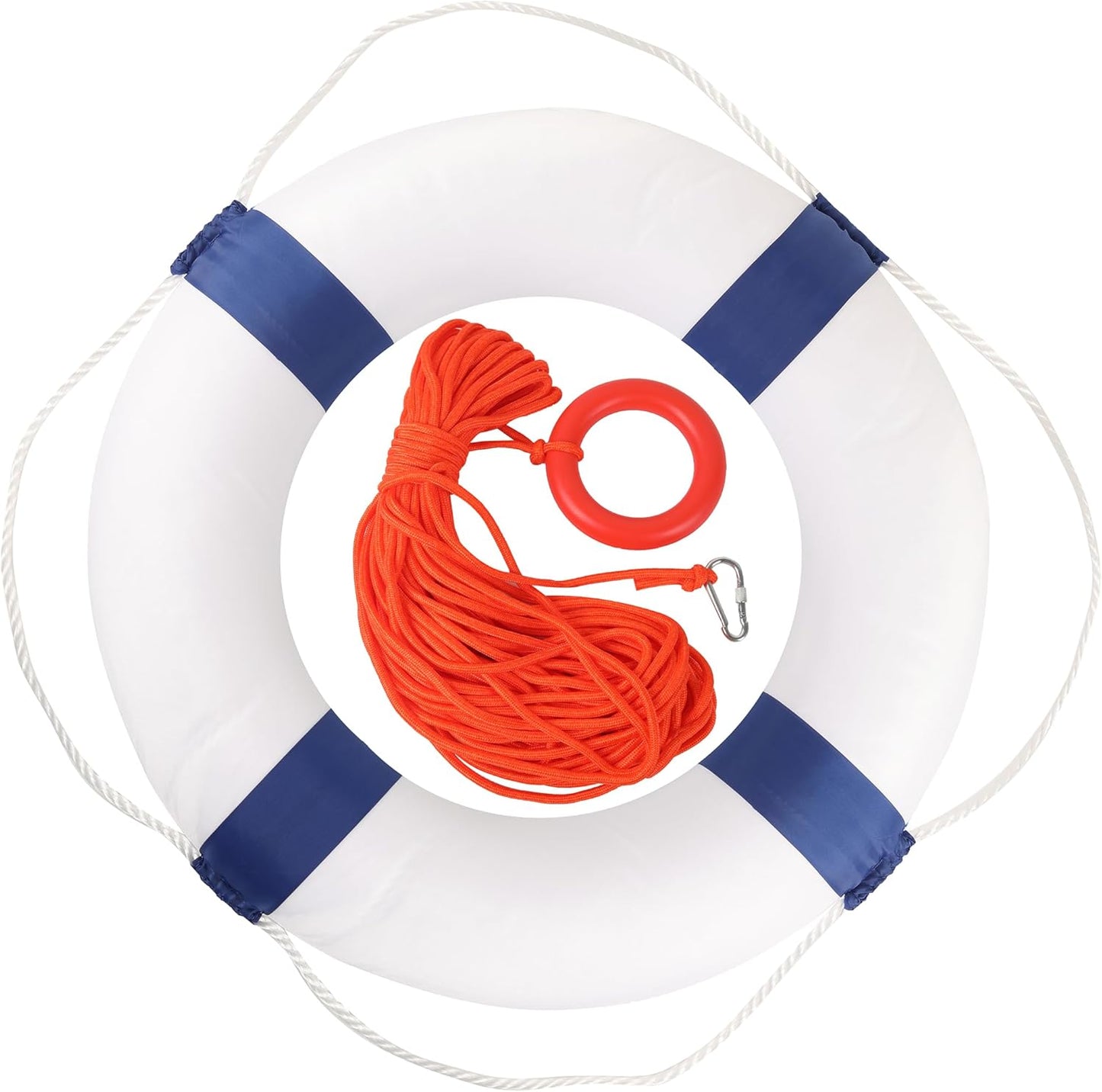 20" Foam Life Preserver Ring with 98.4ft Floating Lifesaving Rope, Throwable Flotation Device, Pool Safety Float, for Buoy and Swimming Decoration, Boat Safety Equipment