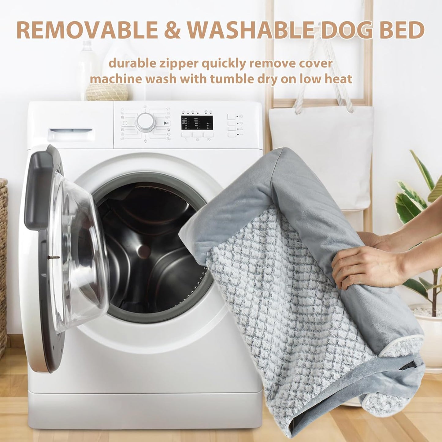 WNPETHOME 42 x 30 in Orthopedic Dog Bed for Large Dogs – XL Washable Pet Bed with Waterproof Cover, Bolstered Sides & Anti-Slip Base – Premium Plush Dog Couch for Indoor Use, Comfort & Joint Relief