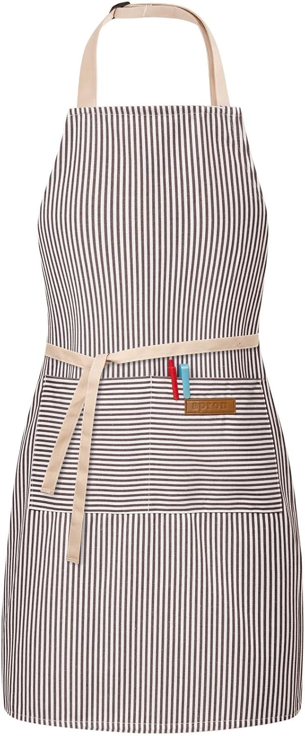 Adjustable Bib Apron with 2 Pockets Chef Cooking Kitchen Restaurant Aprons for Women Men