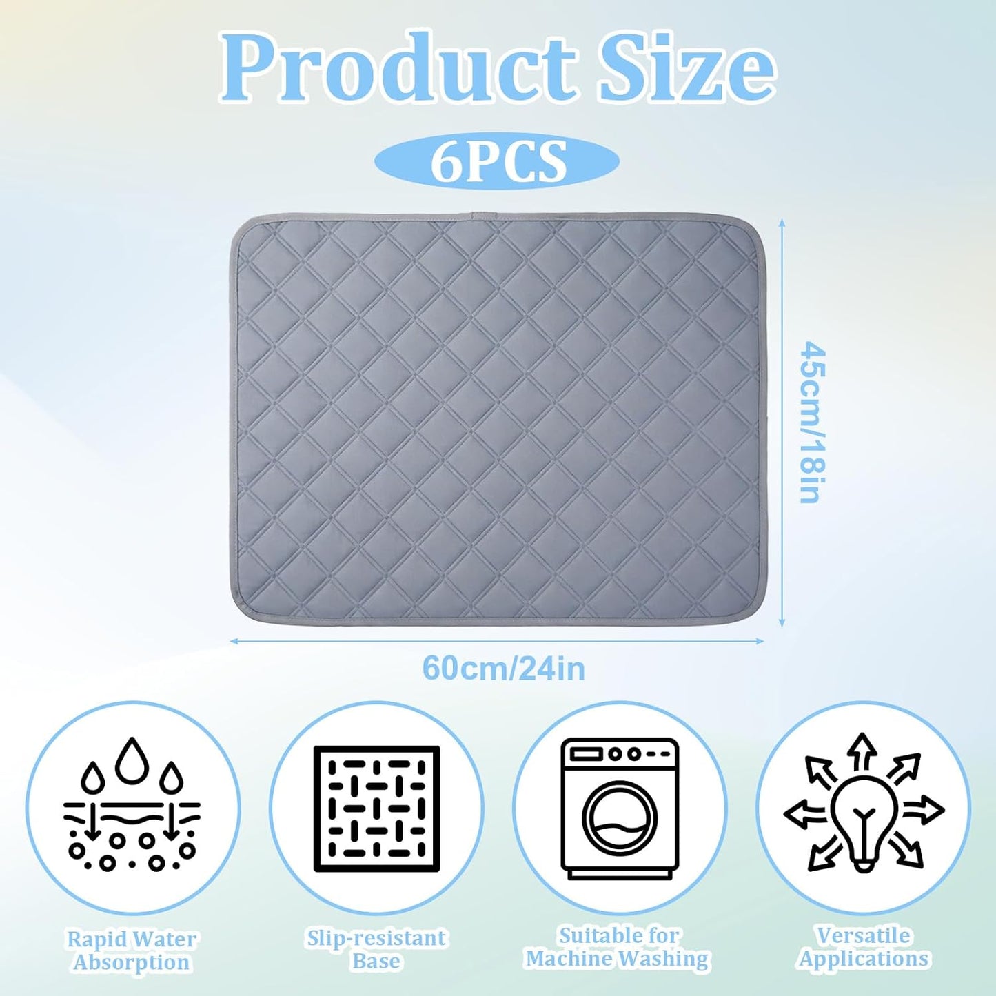 6 PCS 28 X 14 Inch Guinea Pig Cage Liners, Guinea Pig Pee Pads Reusable Rabbit Cage Liner Washable Super Absorbent Anti Slip Bunny Mat for Small Animals, Rabbits, Hamsters, Chinchillas