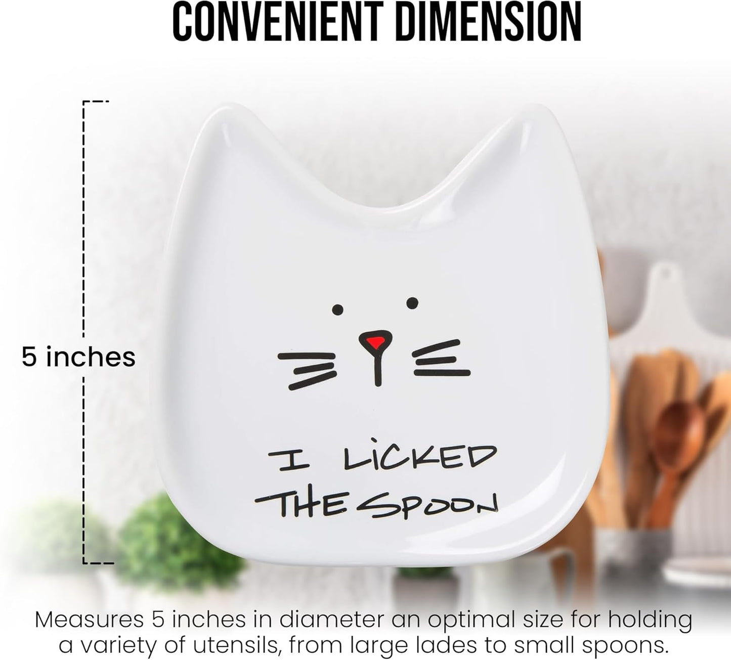 Pavilion Gift Company Blobby Cat, Cat Spoon Rest"I Licked the Spoon", 5", White