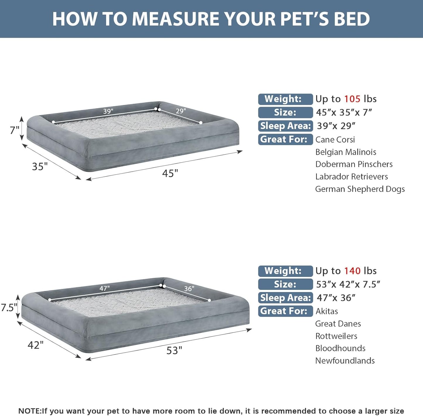 WNPETHOME XXL Extra Large Dog Bed, Washable Dog Couch with Removable Waterproof Cover, Orthopedic Large Pet Sofa Bed with Bolster Sides for Sleeping