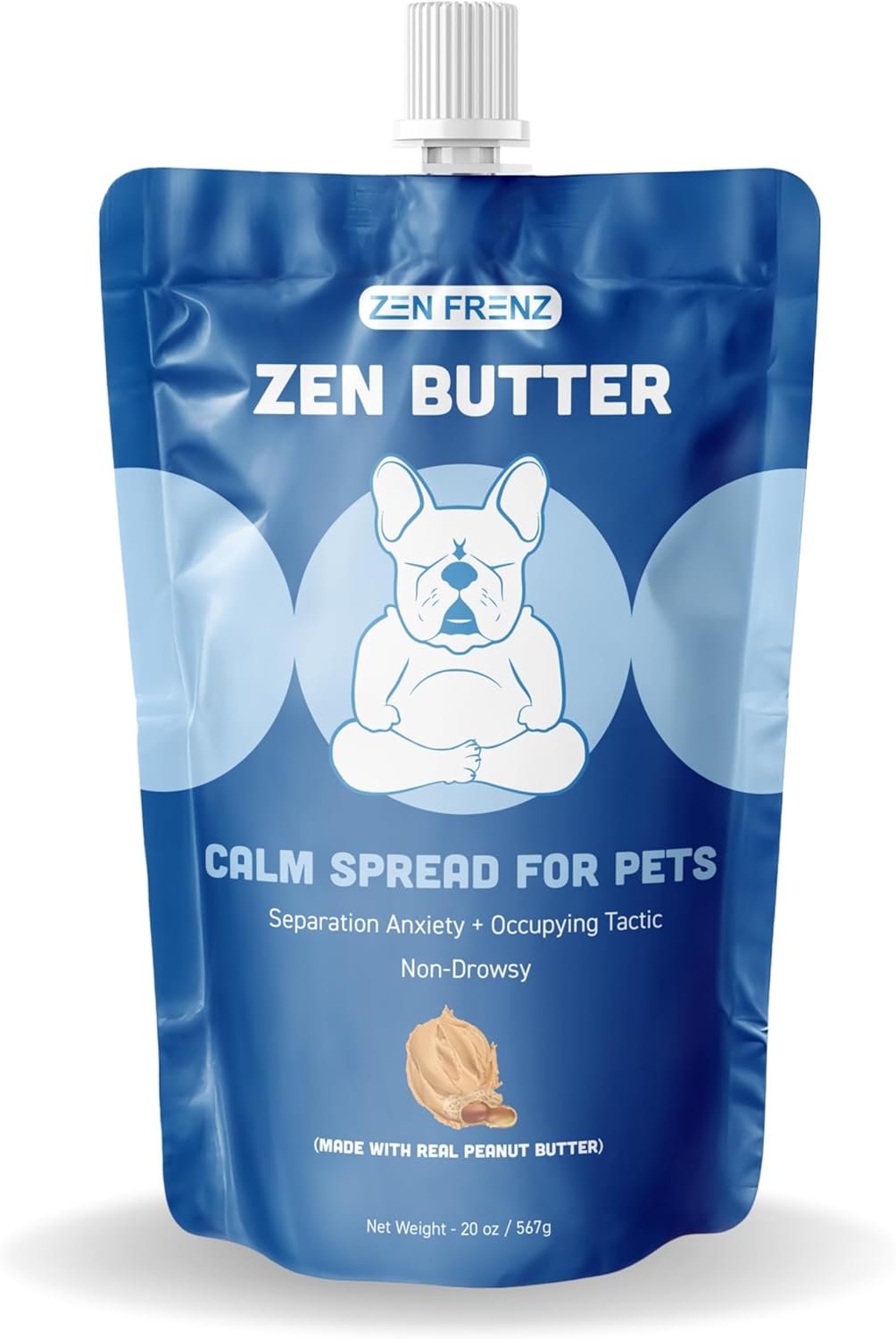 Zen Butter - All-Natural Calming Peanut Butter Spread for Pets - 20oz Resealable Pouch
