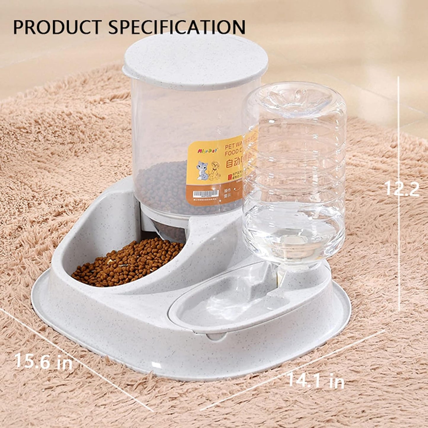 Automatic Gravity Dog Feeder, 2 in 1 Large Capacity Separated Rotatable Dog Food and Water Dispenser for Small Medium Cats, Dogs, Puppies and Rabbits