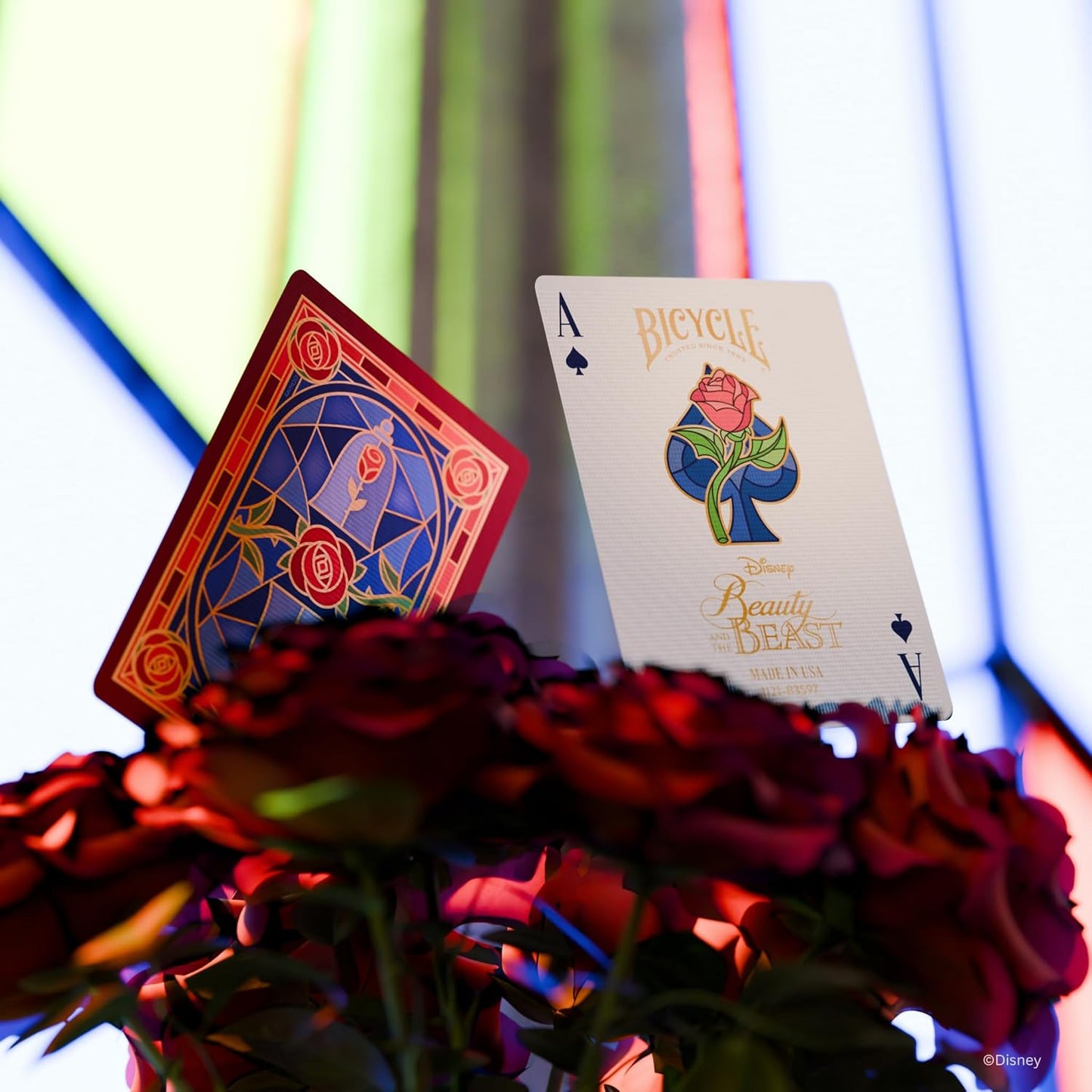 Bicycle Disney Beauty and the Beast Playing Cards – Premium Belle & Beast Deck, Enchanted Rose Collectible Cards for Classic Games, Magical Disney Gift for Kids & Adults