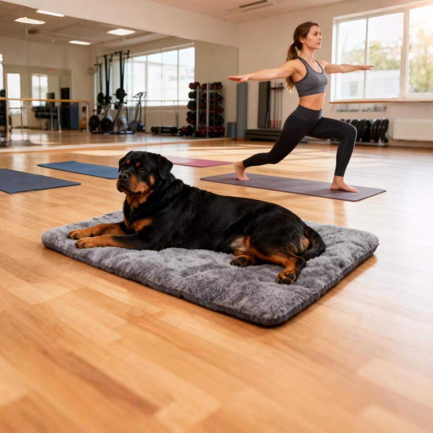 Warm Dog Bed - Comfortable Large Anti-Slip Pet Pad, Flat Crate Kennel Fuzzy Cushion for Home, Dorm, Apartment, Bedroom, Living Room, Sleeping Space for Dogs Puppies