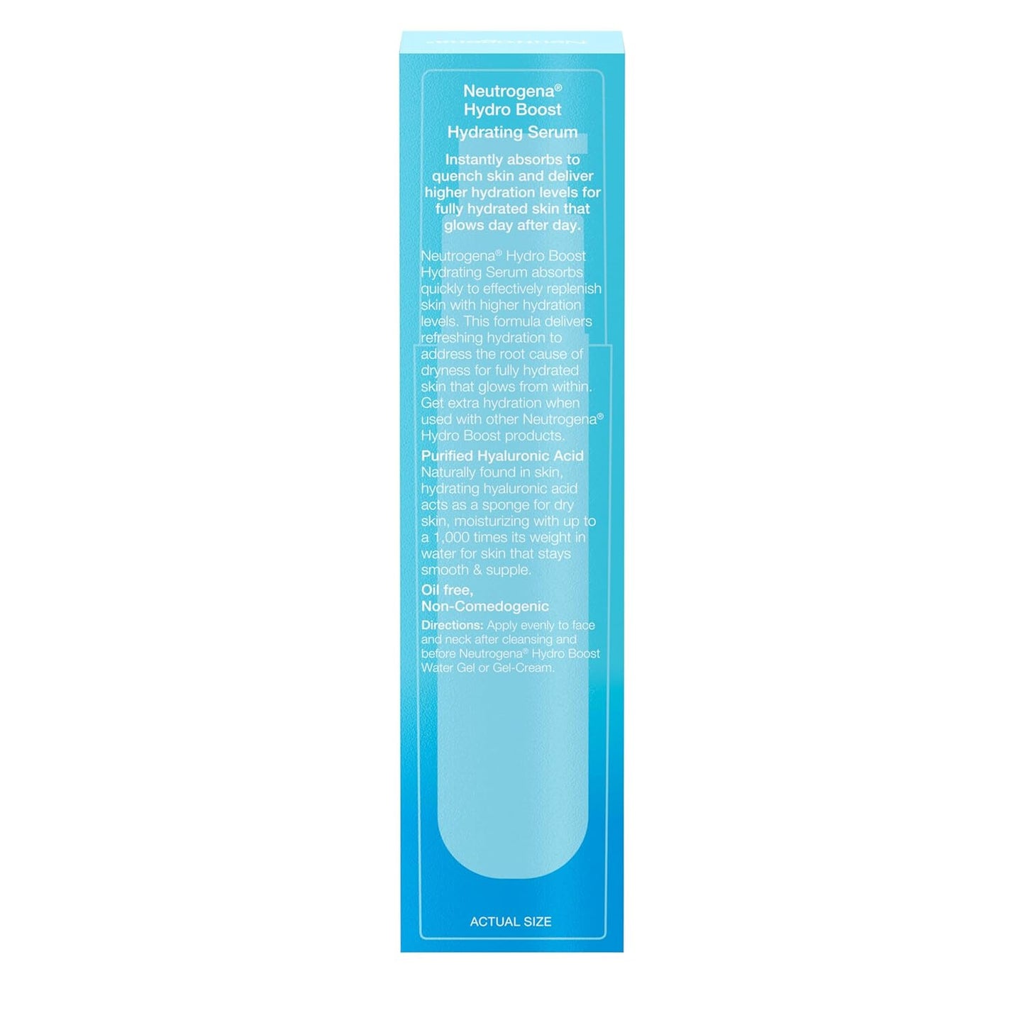 Neutrogena Hydro Boost Hydrating Hyaluronic Acid Face & Neck Serum, Fast-Absorbing Daily Facial Moisturizer with Purified Hyaluronic Acid for Hydrated Skin, Oil-Free & Non-Comedogenic, 1 fl. oz