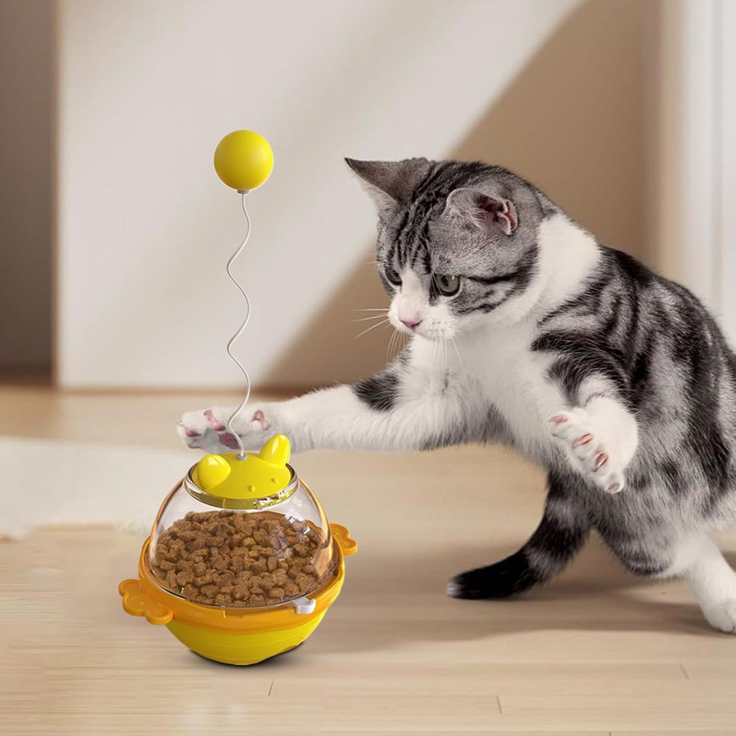 Cat Treat Toy, Puzzle Feeder, Interactive Trainer, 11.02x5.47x4.41 Inches Slow Dispensing Design, Durable Safe Material, Multicolor, for Indoor Cats, Garden, Bedroom, Home, Balcony, Study Use