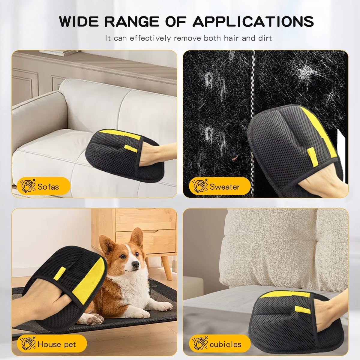 Pet Hair Remover Gloves for Cats & Dogs: New Upgrade Electrostatic Grooming Washable Reusable Cats & Dogs Hair Removal Gloves for Clean Couch Carpet Furniture Clothes Car Seat