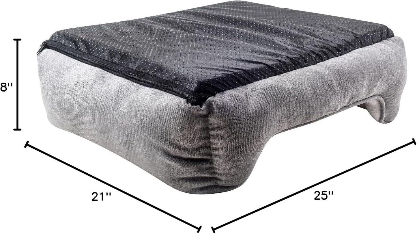 long rich rectangle bolster Pet Bed, Dog bed medium size, Gray With, 25x21x8 Inch (Pack of 1) (HCT-REC-005)