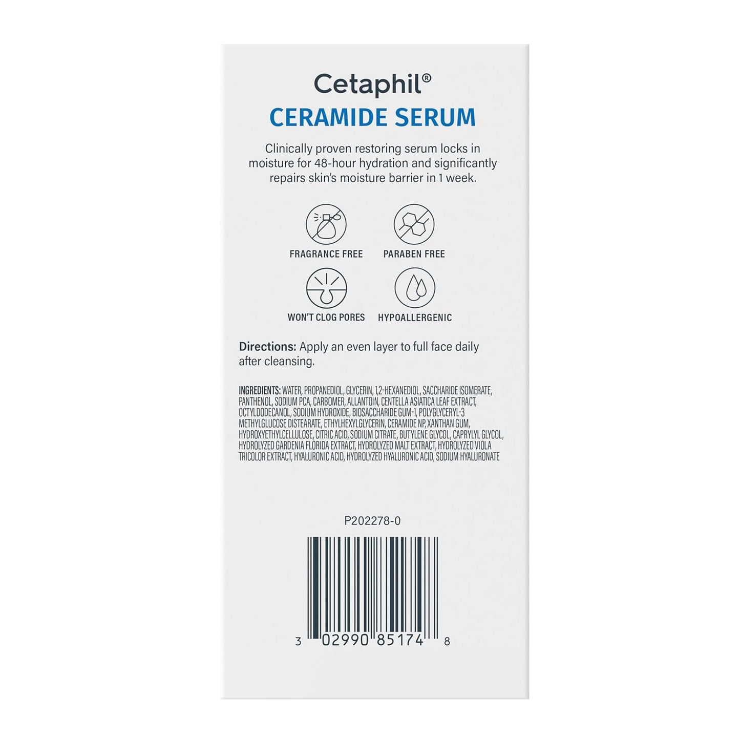 Cetaphil Ceramide Serum, Hydrates and Restores Skin Barrier, Formulated with Ceramides & Centella Asiatica, Designed for Sensitive Skin, Fragrance Free, Dermatologist Tested, 1oz
