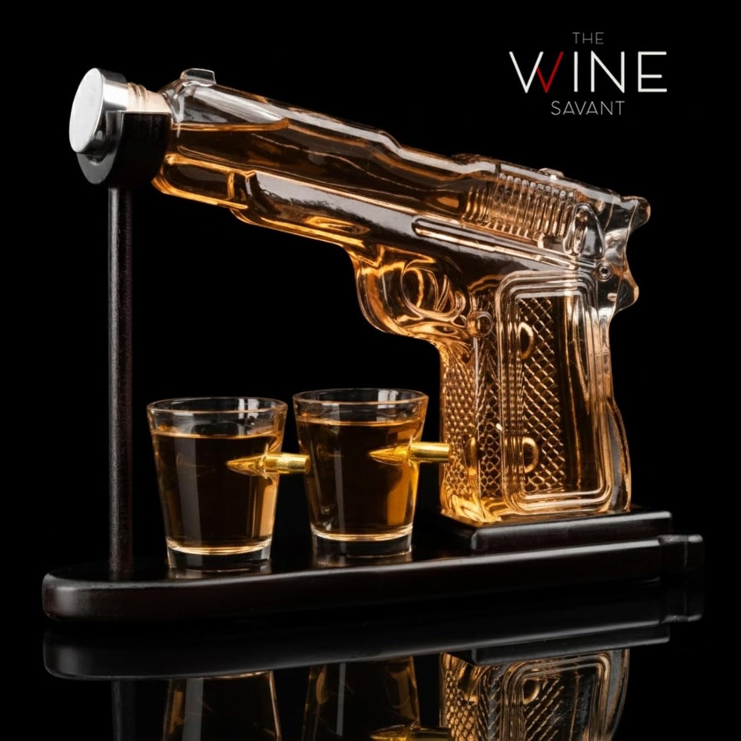 Whiskey Gun Decanter Set + 2 Bullet Glasses - Birthday Pistol Gifts for Men, Boyfriends Who Have Everything, Whiskey Gifts for Dad, Father, Husband, Boyfriend & Military Enthusiasts, Liquor Dispenser