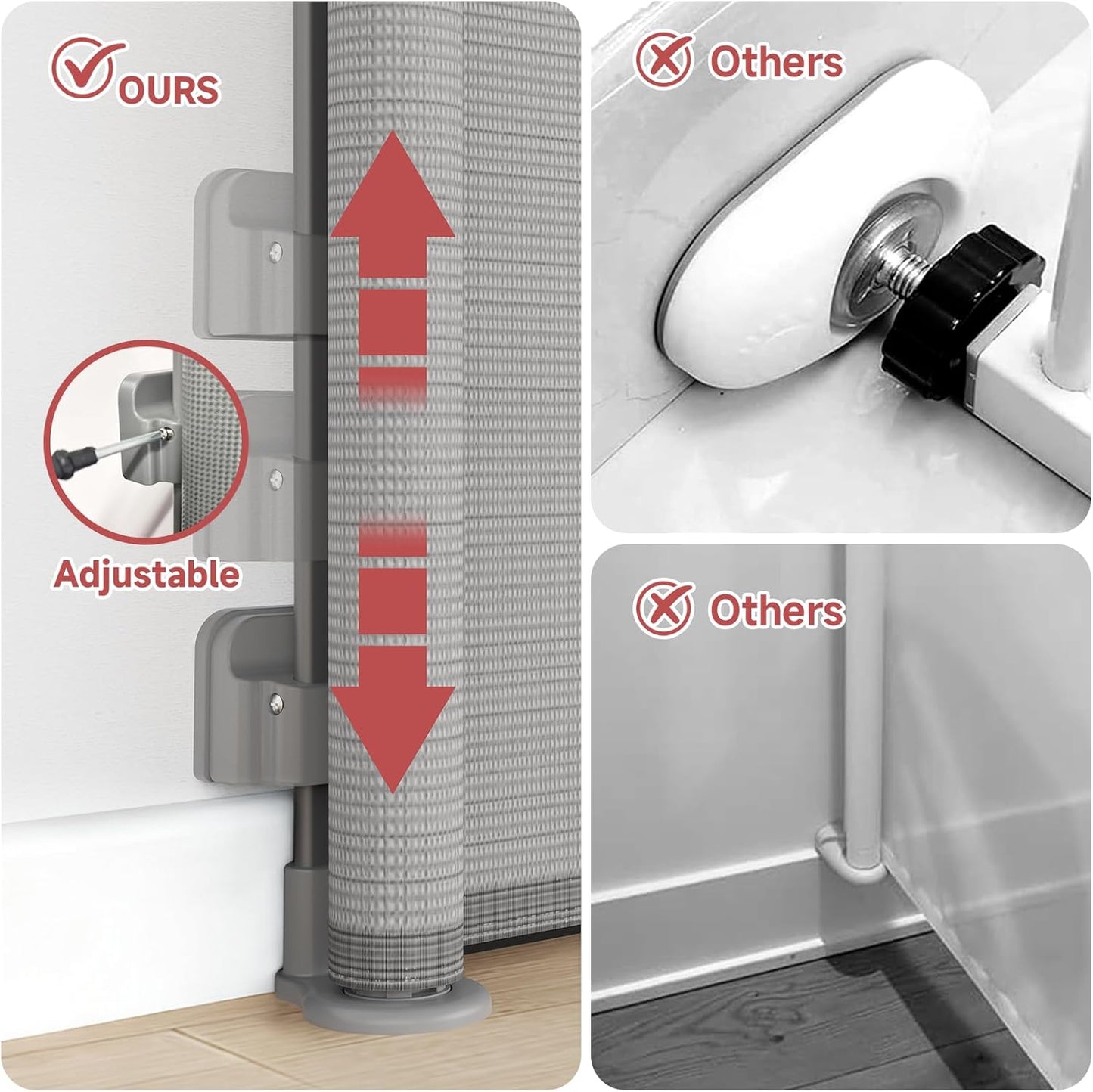 Reinforced Retractable Baby Gate, Extra 38" Tall, Extends up to 63" Wide, Hardwared Installation Mesh Gate for Stairs, Dog Gate, Child Pet Gate for Stairs, Doorways, Hallways, Indoo (Gray)